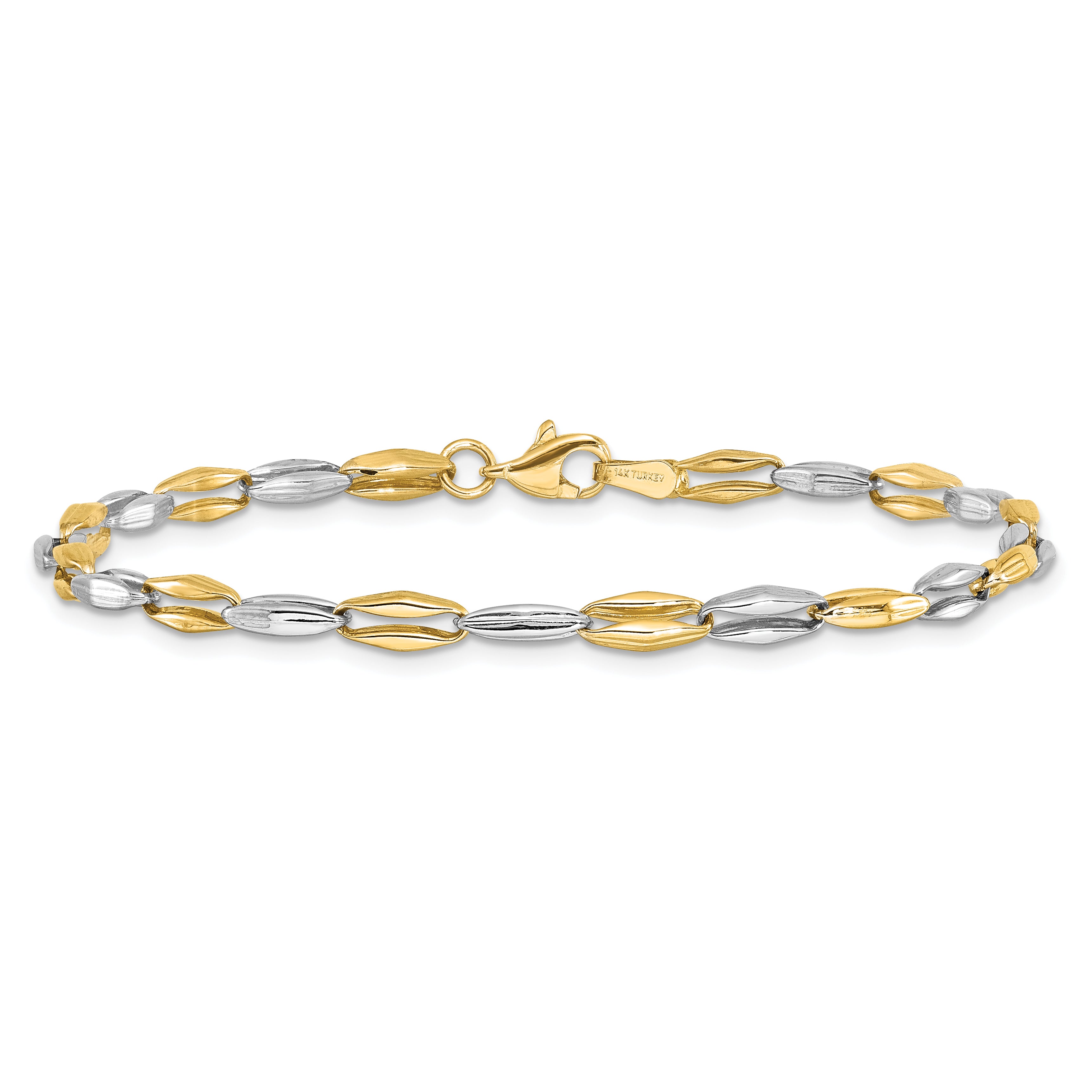 14K Two-tone Polished Fancy Link Bracelet