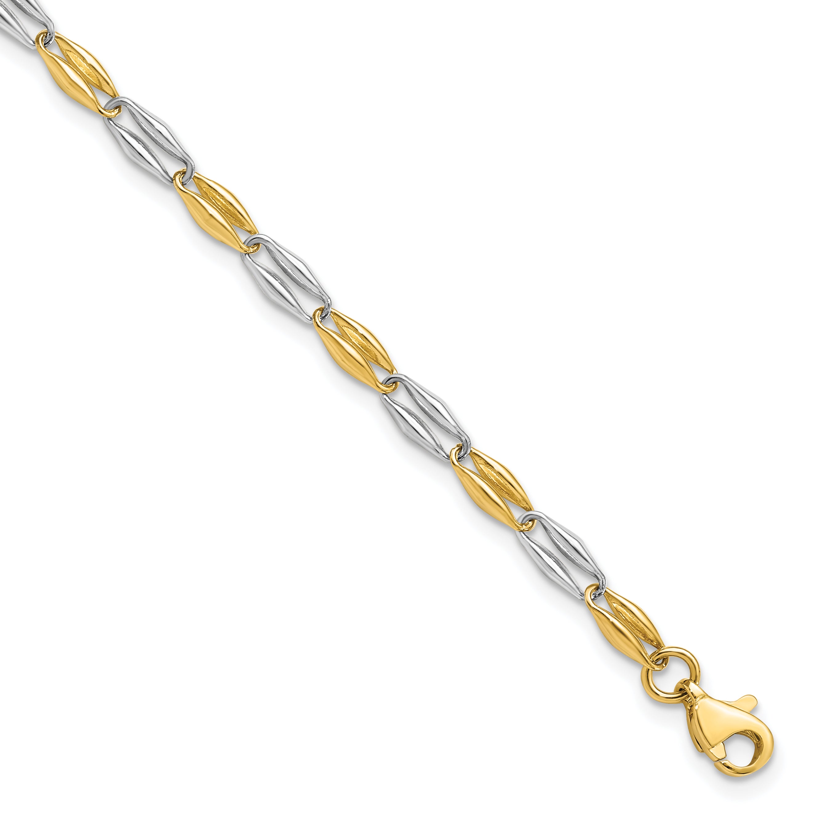 14K Two-tone Polished Fancy Link Bracelet Main image