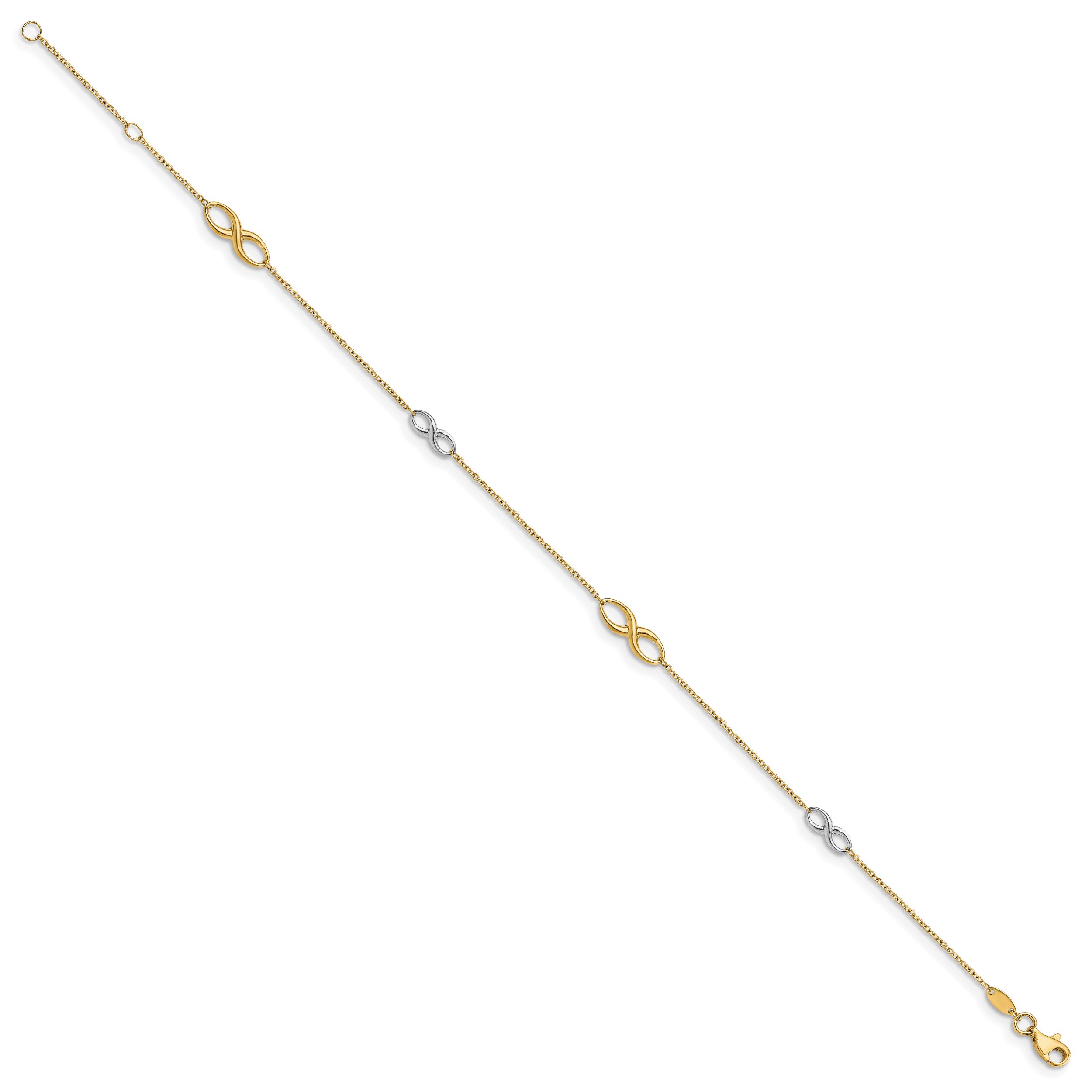 14K Two-tone Polished  w/1in ext. Anklet Secondary image