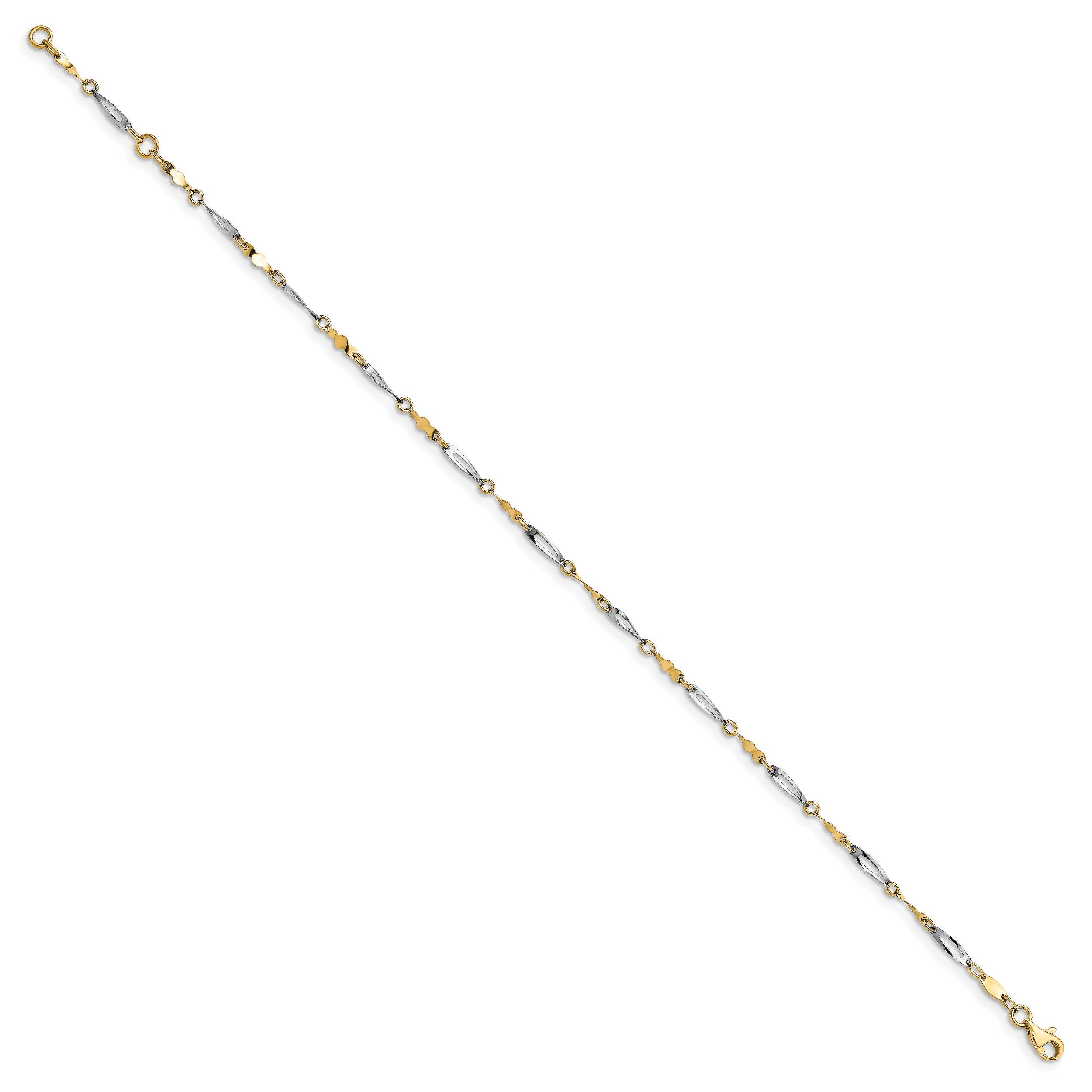 14K Two-tone Polished Fancy Link Anklet Secondary image