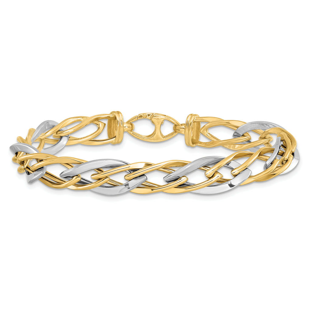 14K Two-tone Polished Fancy Link Bracelet