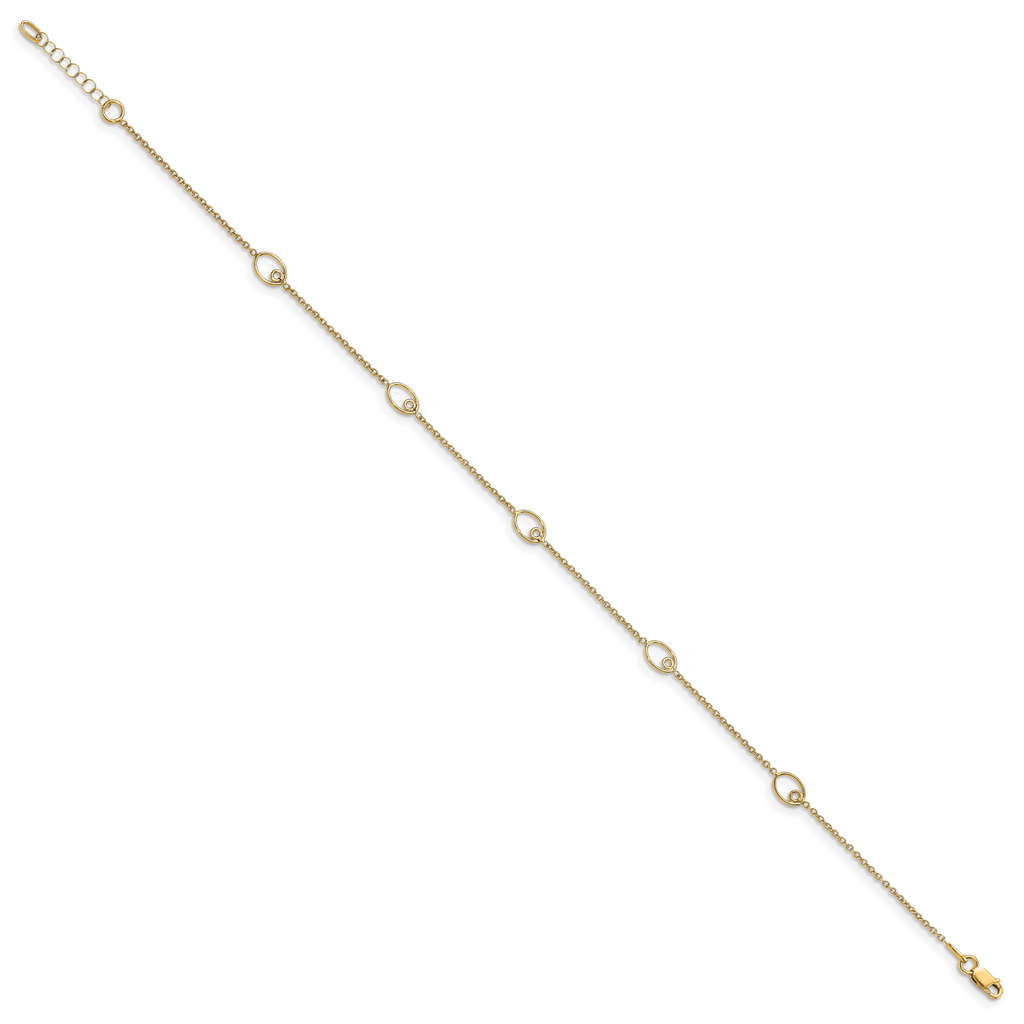 14K Polished w/1in ext. Anklet