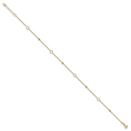 14K Polished and Diamond Cut Heart w/1in ext. Anklet