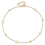 14K Polished and Diamond Cut Heart w/1in ext. Anklet