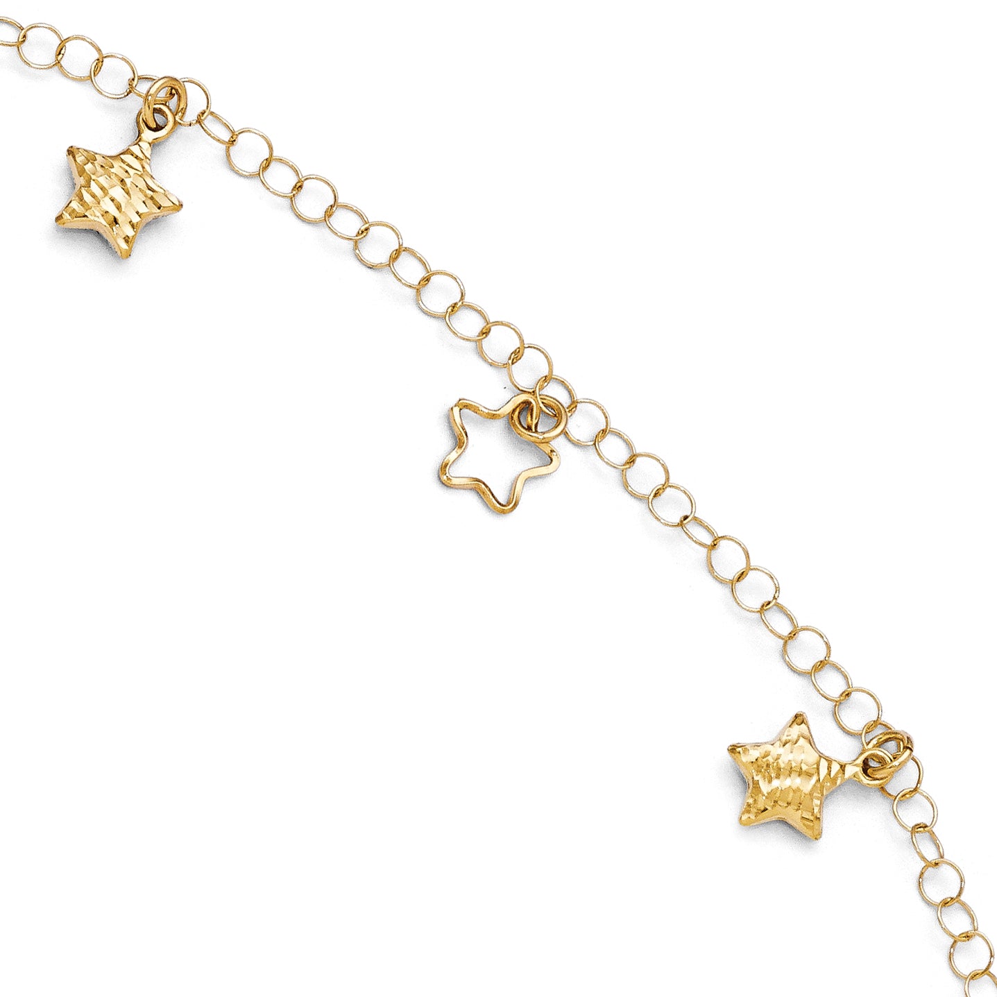 Leslie's 14K Polished and Diamond-cut Star Bracelet