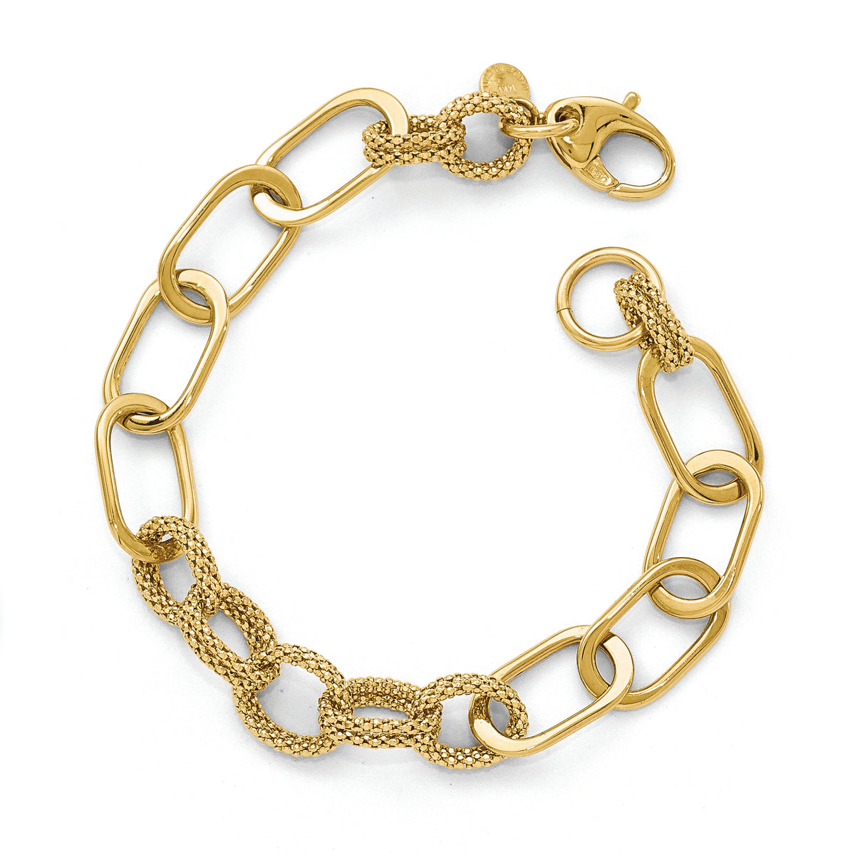 Leslie's 14K Gold Polished Diamond-cut Fancy Link Bracelet