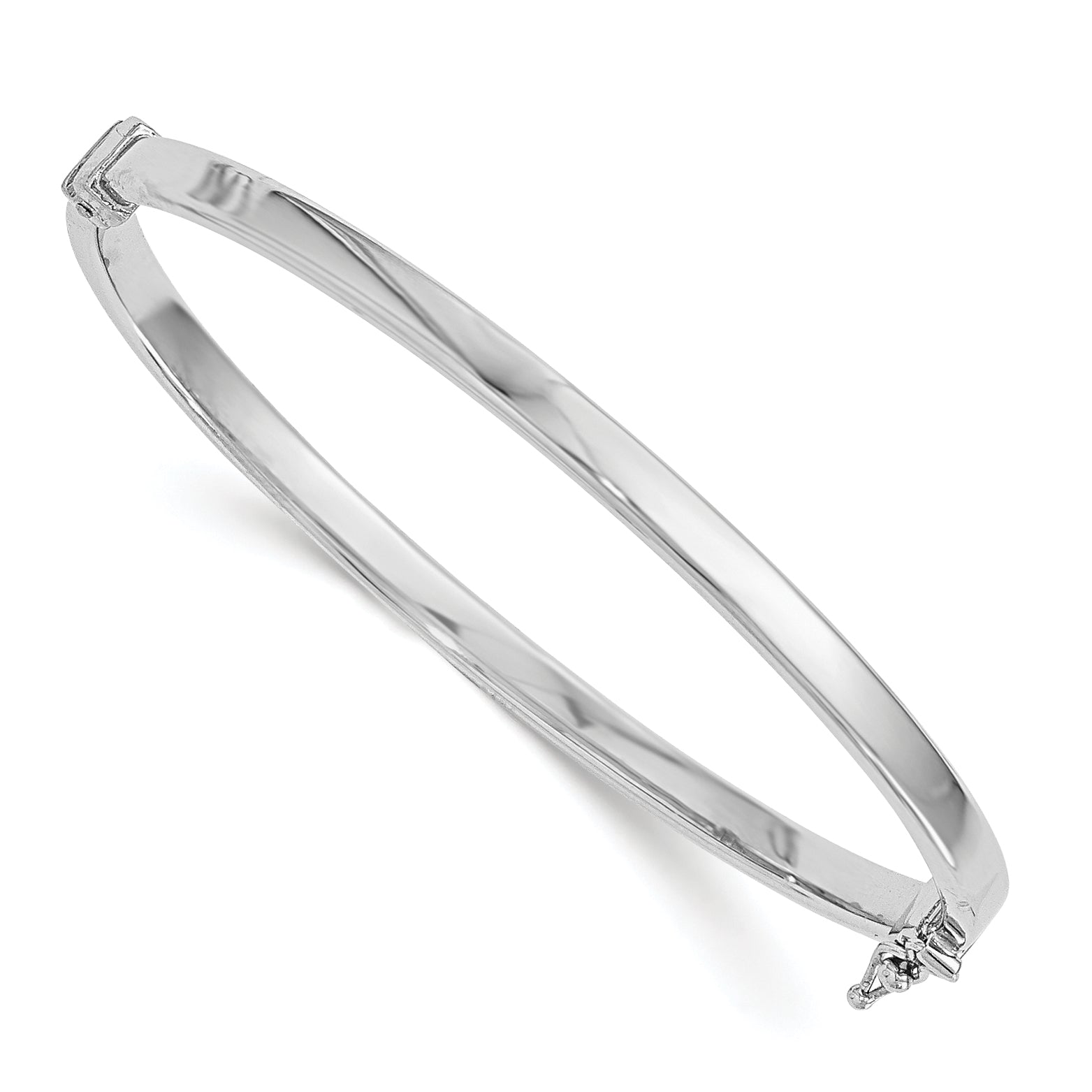 14K White Gold Polished Hinged Bangle