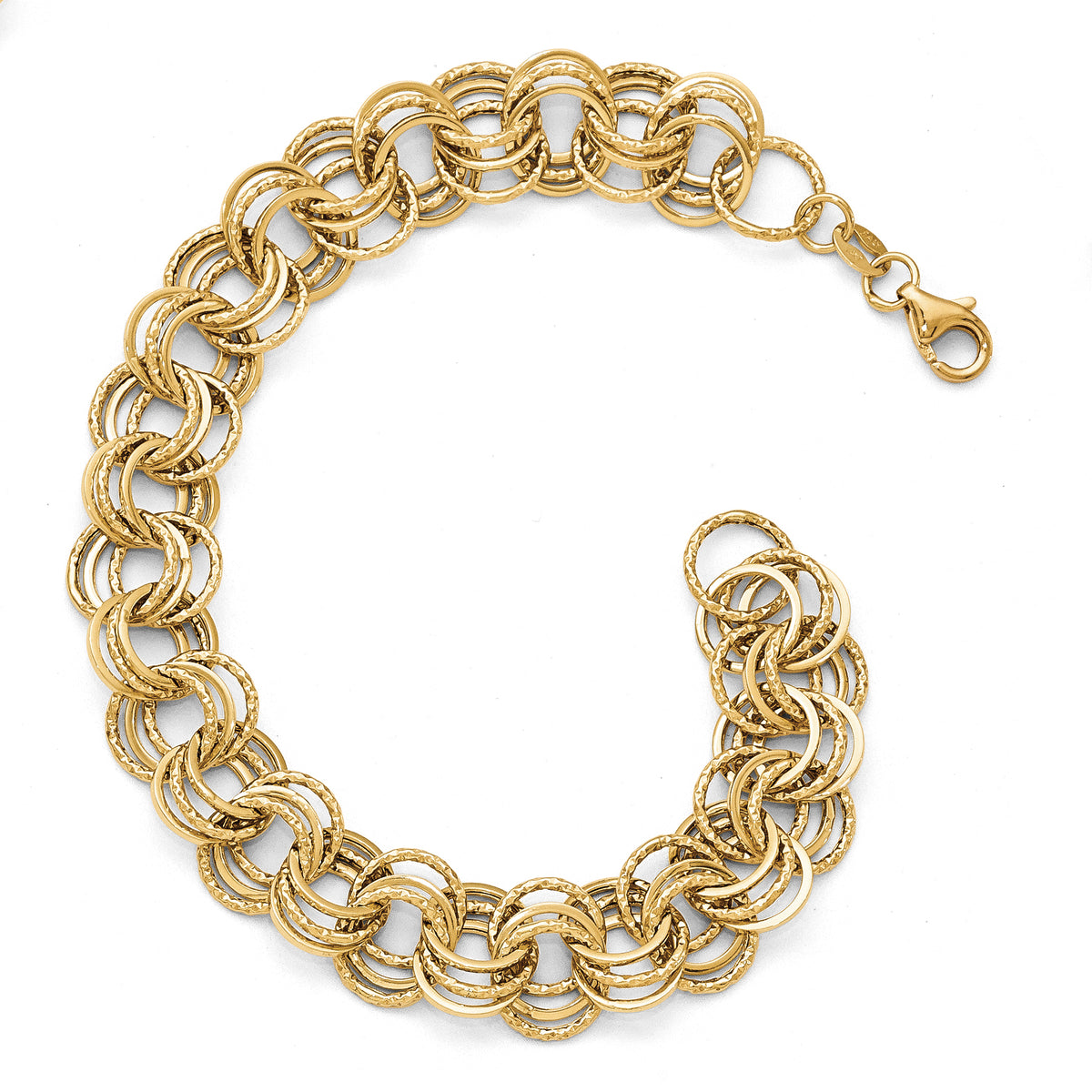 Leslie's 14K Gold Polished Textured Round Link Bracelet