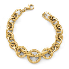 Leslie's 14K Gold Polished Textured Fancy Link Bracelet