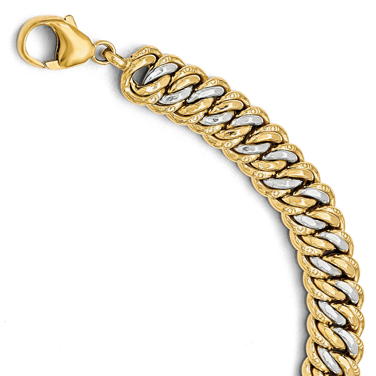 Leslie's 14K Gold Rhodium-plated Fancy Link Bracelet