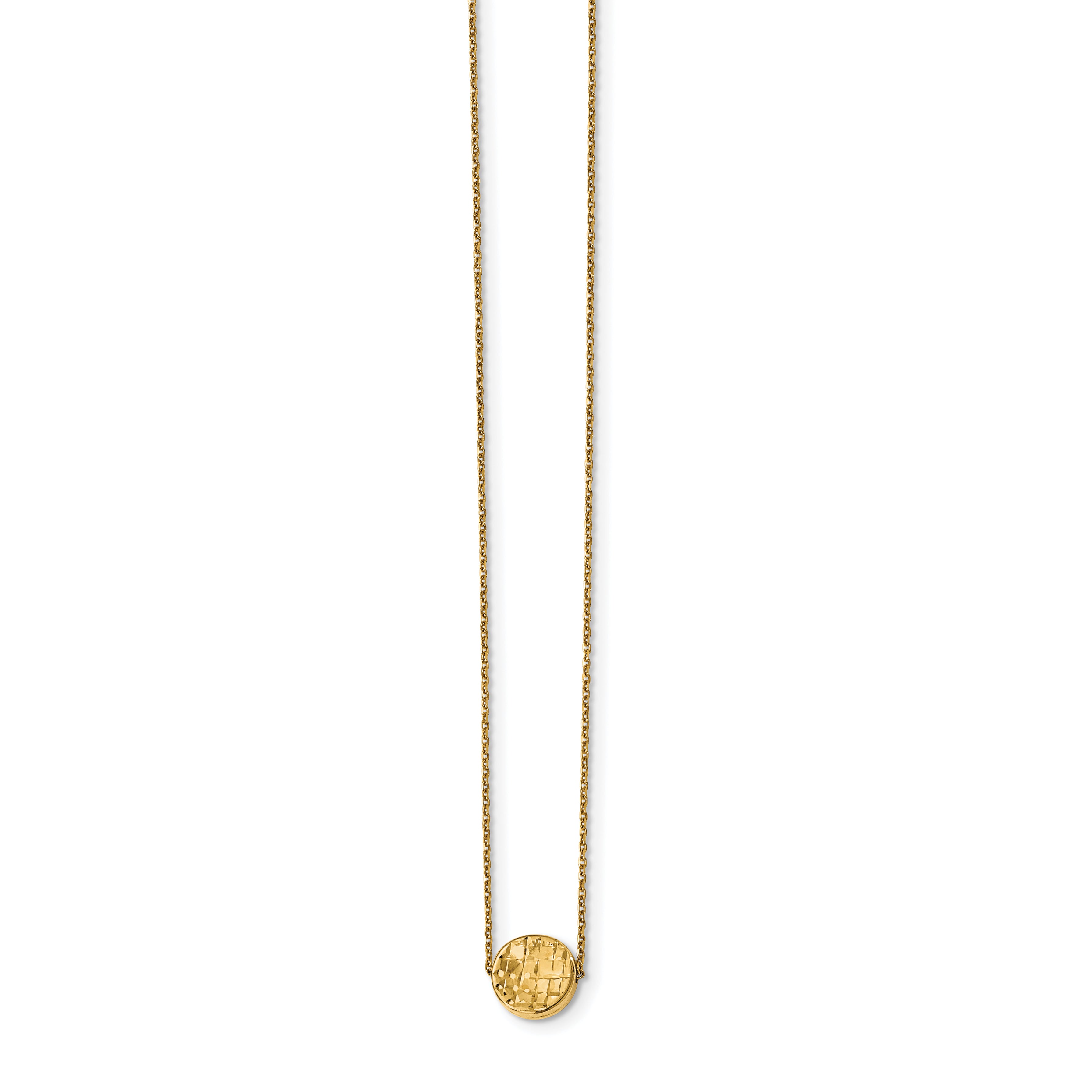 14K Gold Polished Cable Necklace with Diamond-Cut Pendant Secondary image