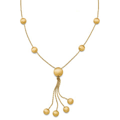 Leslie's 14K Yellow Gold Scratch Finish Beaded Necklace