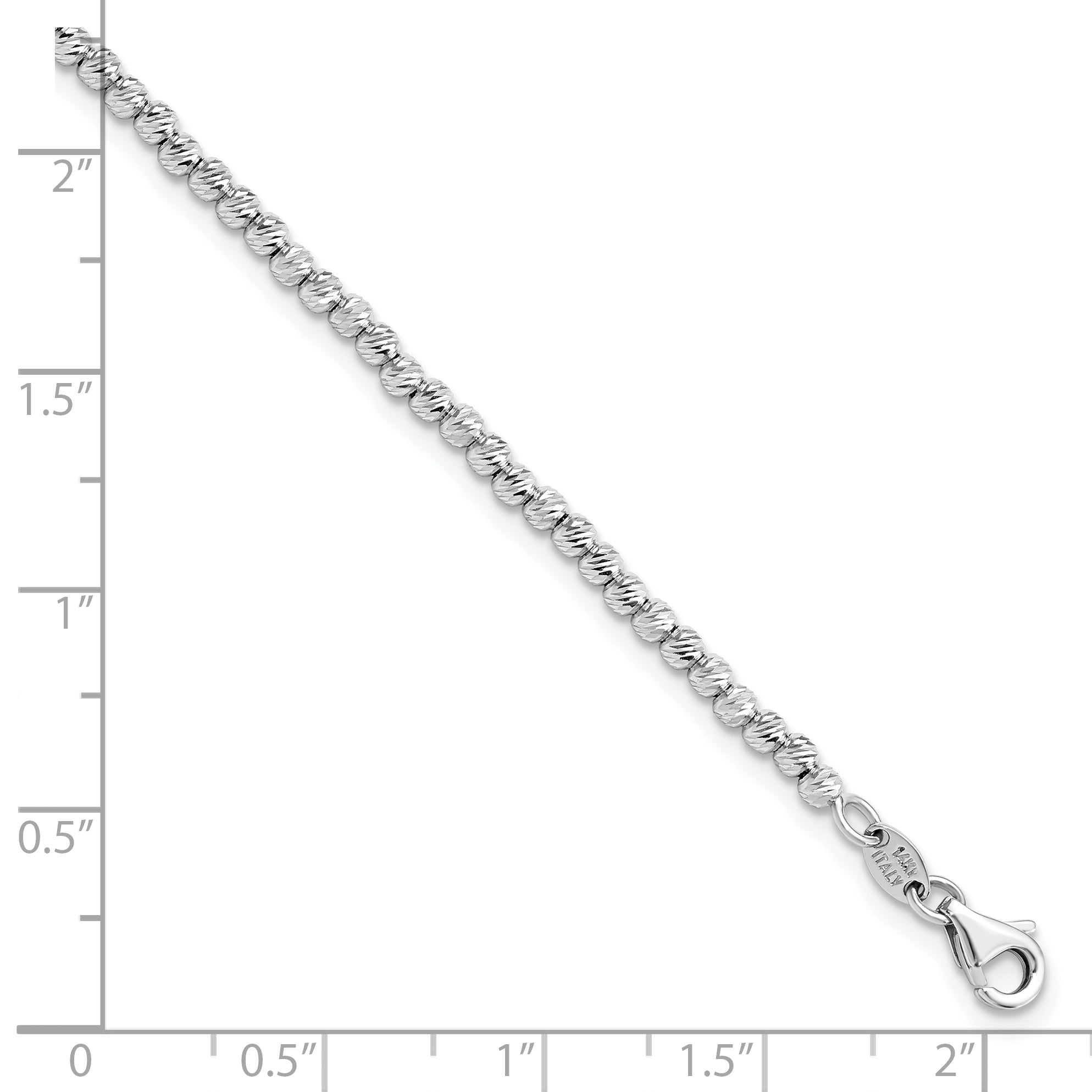 14K White Gold D/C Beaded Bracelet