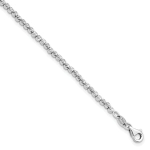 14K White Gold D/C Beaded Bracelet