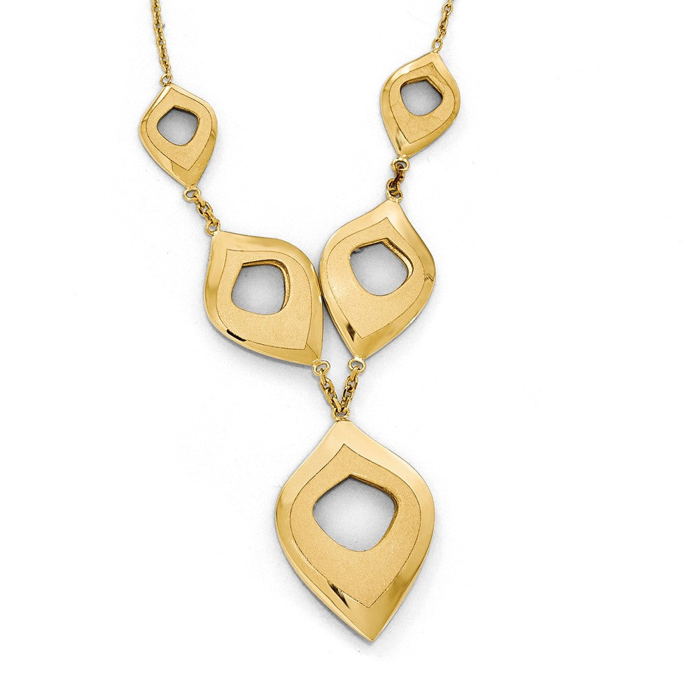 Leslie's 14K Yellow Gold Beaded Necklace with Polished Brushed Finish Main image