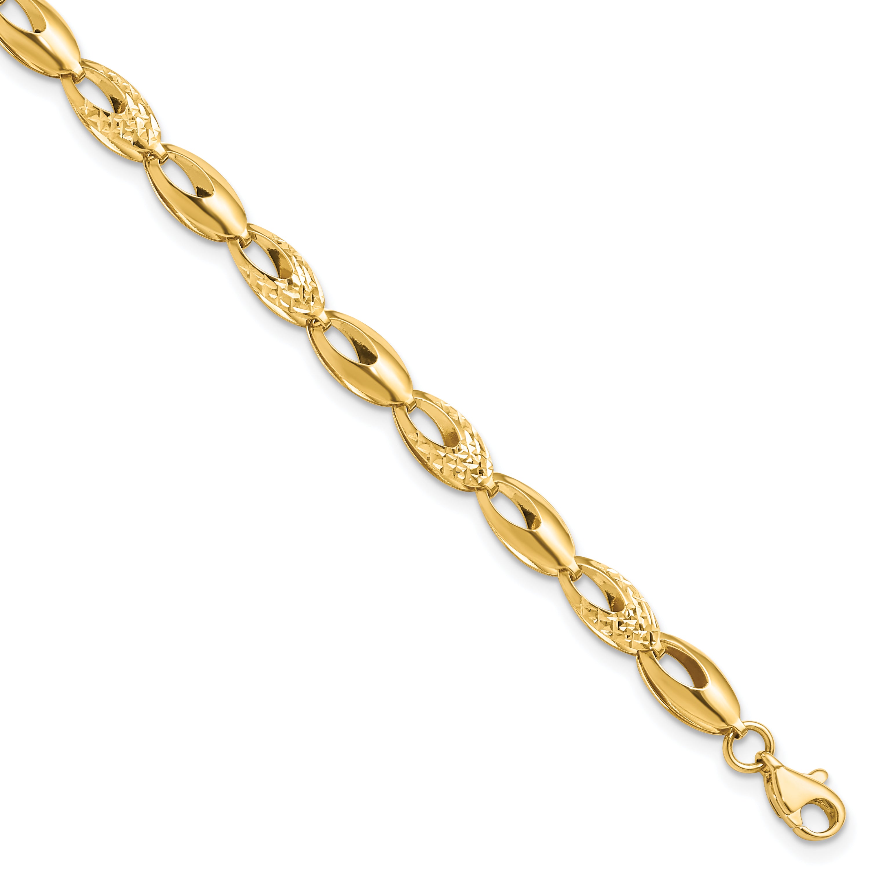 14K Polished and D/C Bracelet