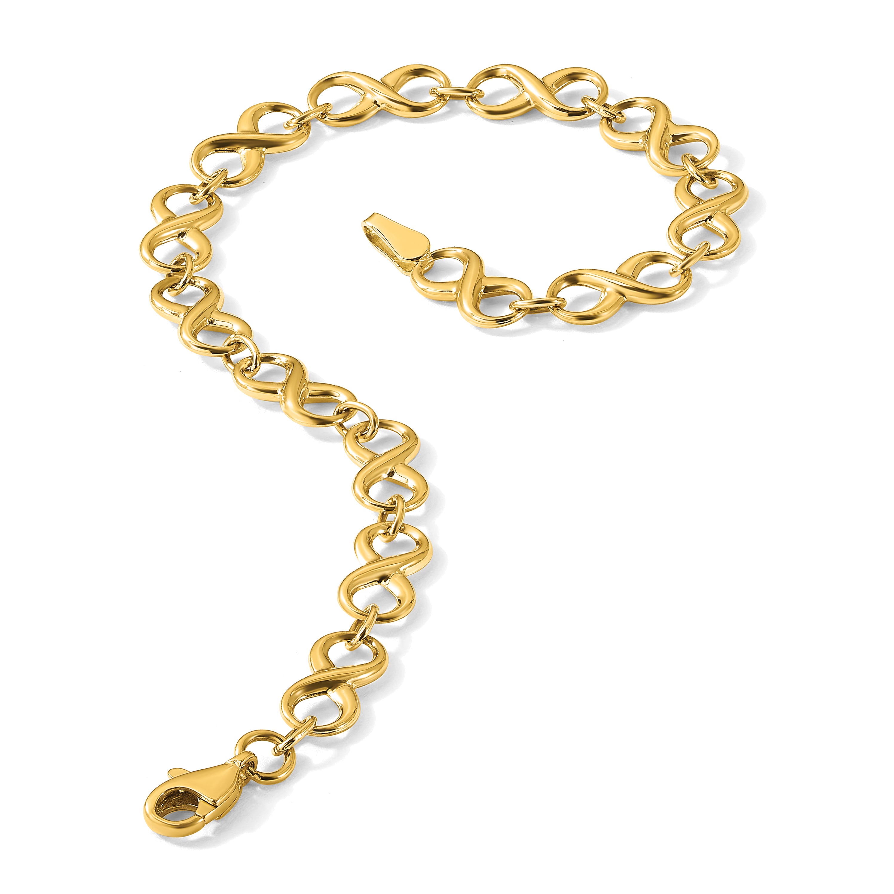 Polished Infinity Bracelet in 14K Yellow Gold