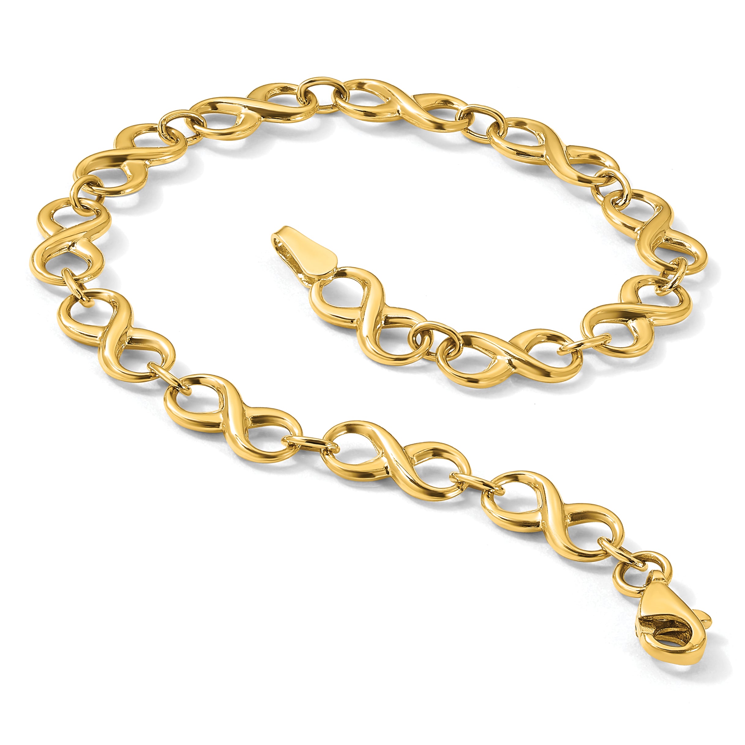 Polished Infinity Bracelet in 14K Yellow Gold