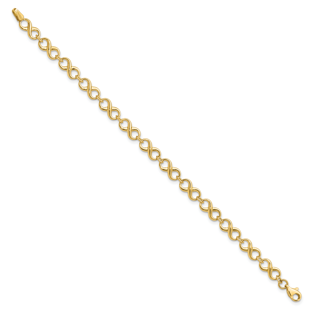 Polished Infinity Bracelet in 14K Yellow Gold