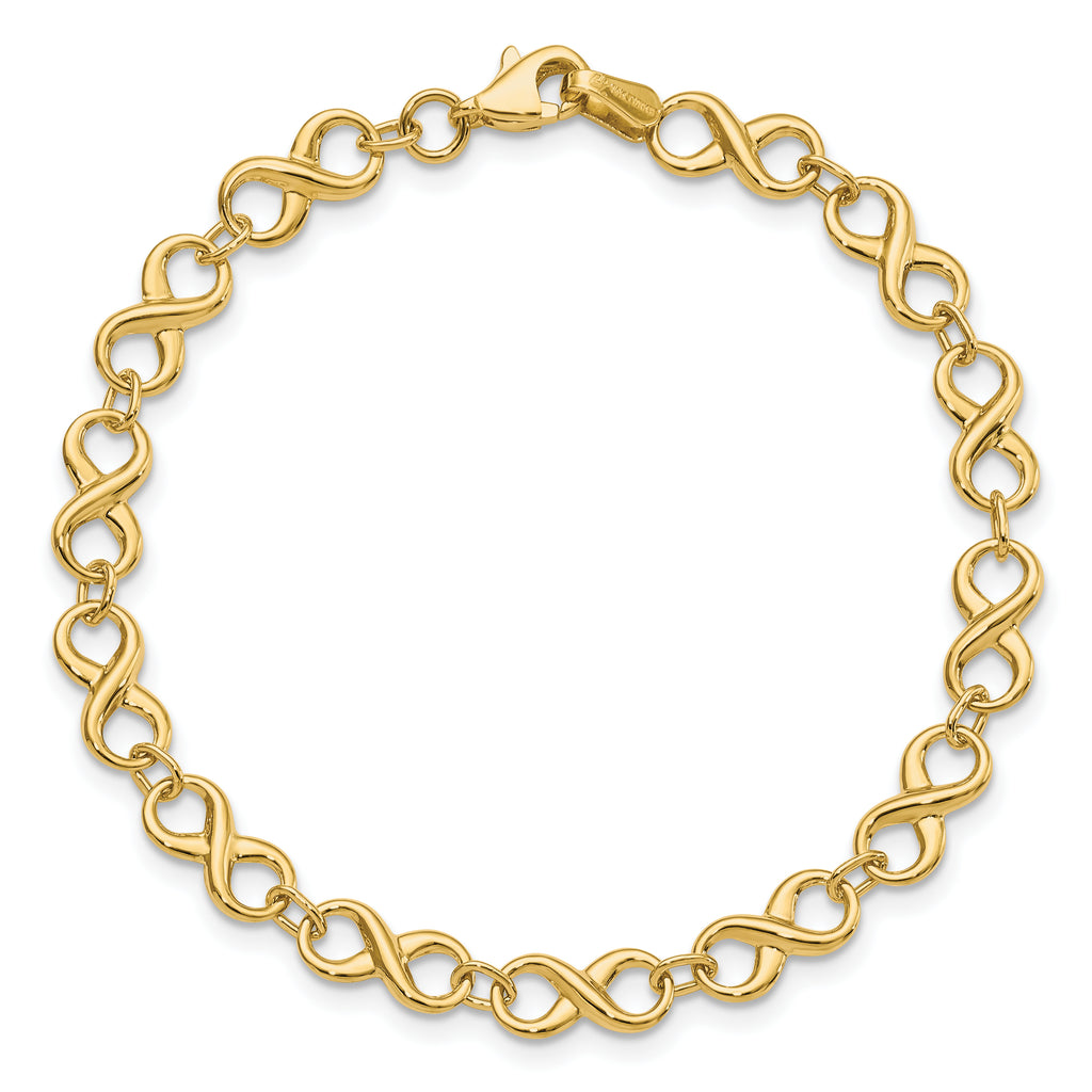 Polished Infinity Bracelet in 14K Yellow Gold