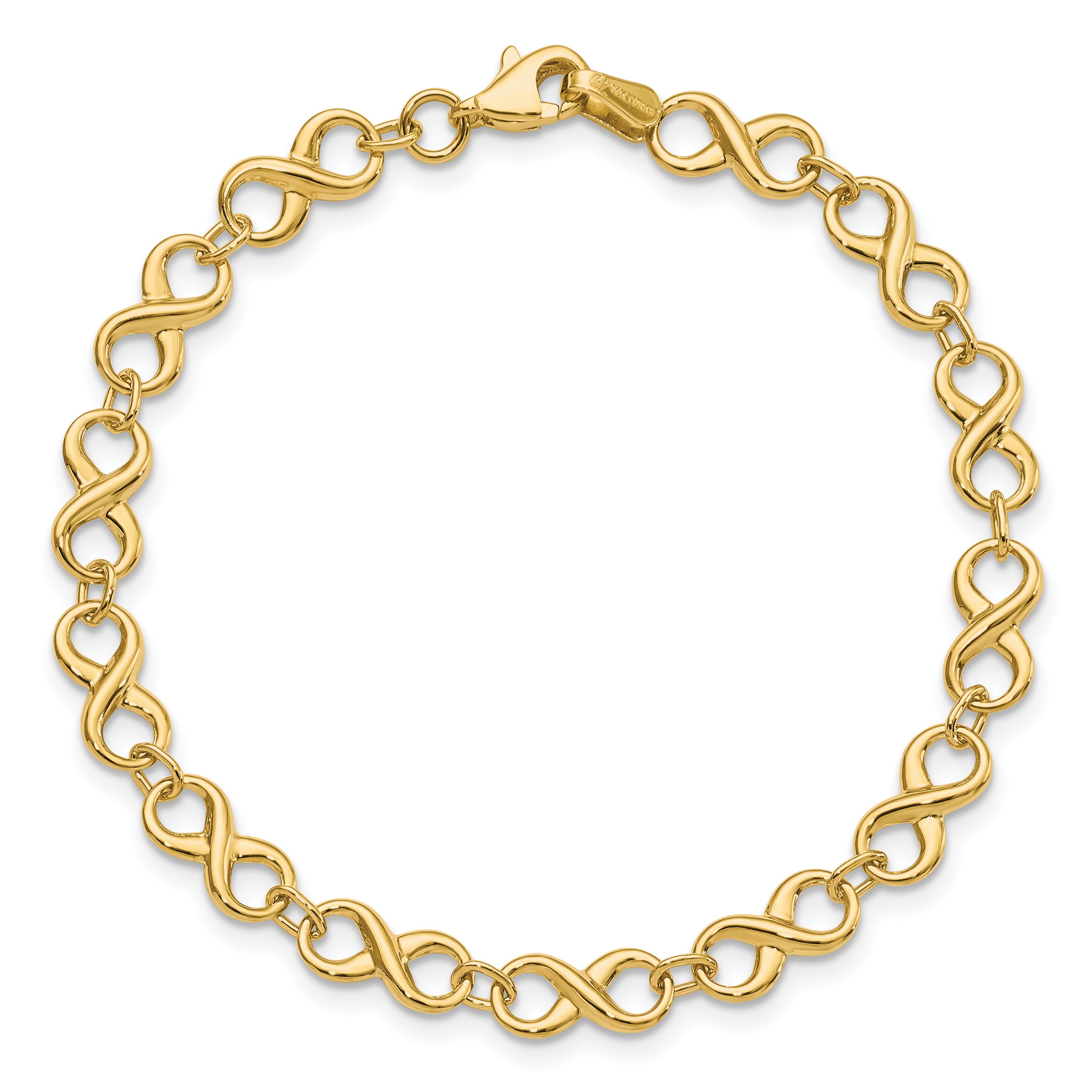 Polished Infinity Bracelet in 14K Yellow Gold