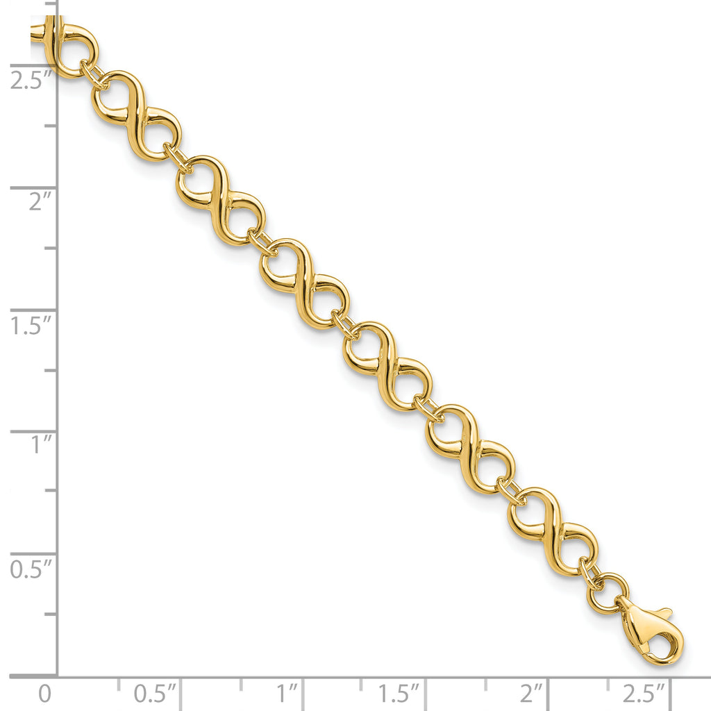 Polished Infinity Bracelet in 14K Yellow Gold