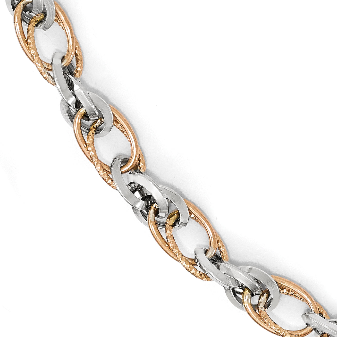 Leslie's 14K Rose and White Gold Polished Diamond Cut Bracelet