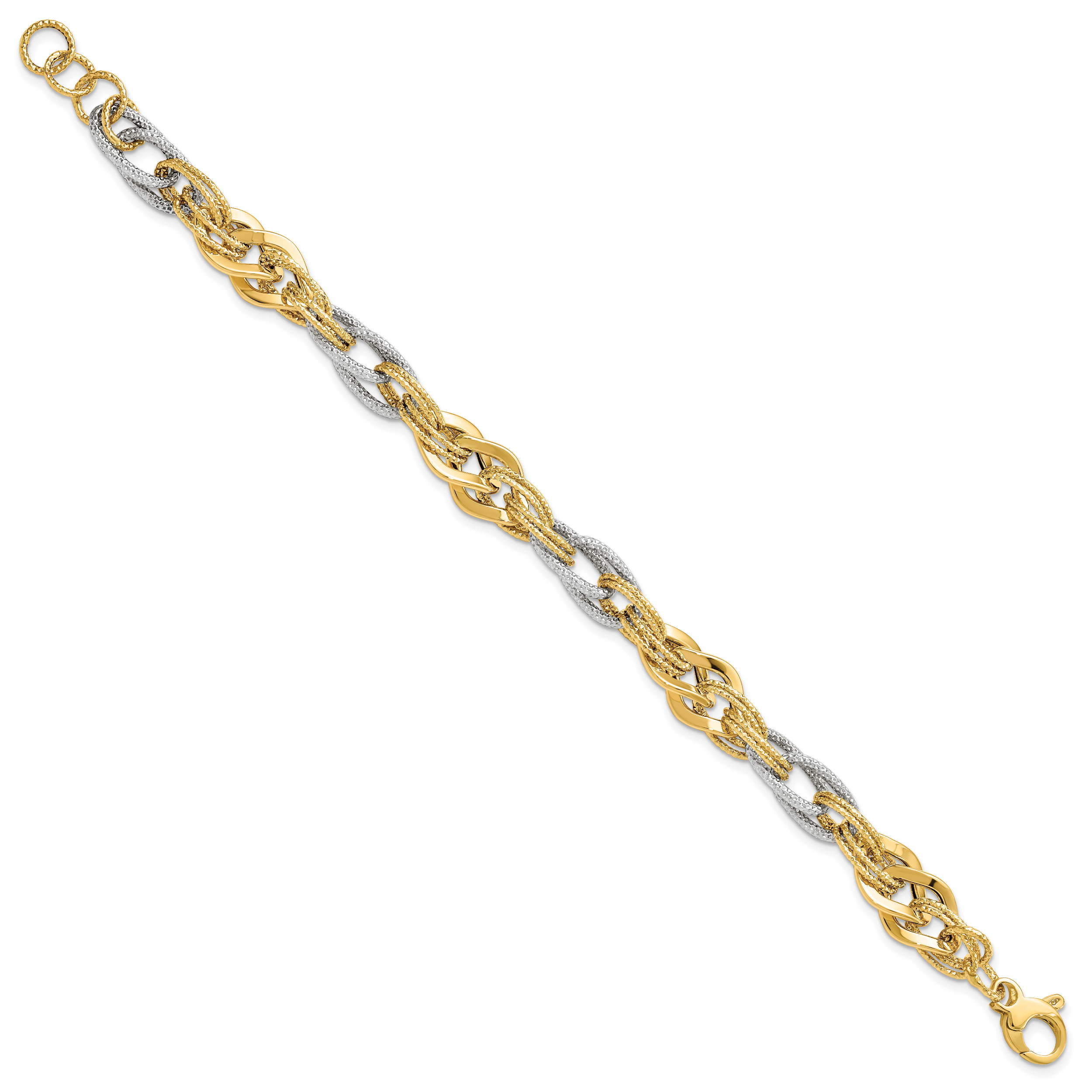 14K Yellow and White Gold Polished D/C Bracelet Secondary image