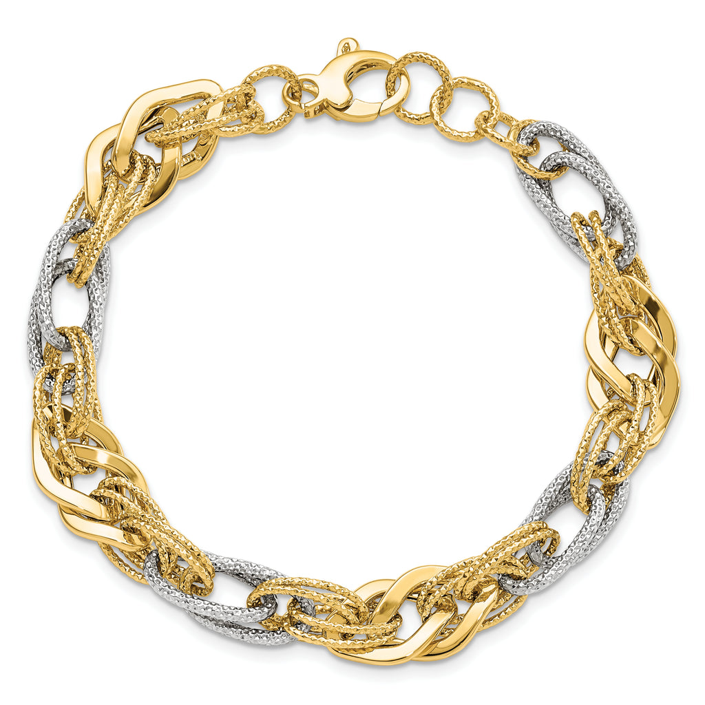 14K Yellow and White Gold Polished D/C Bracelet