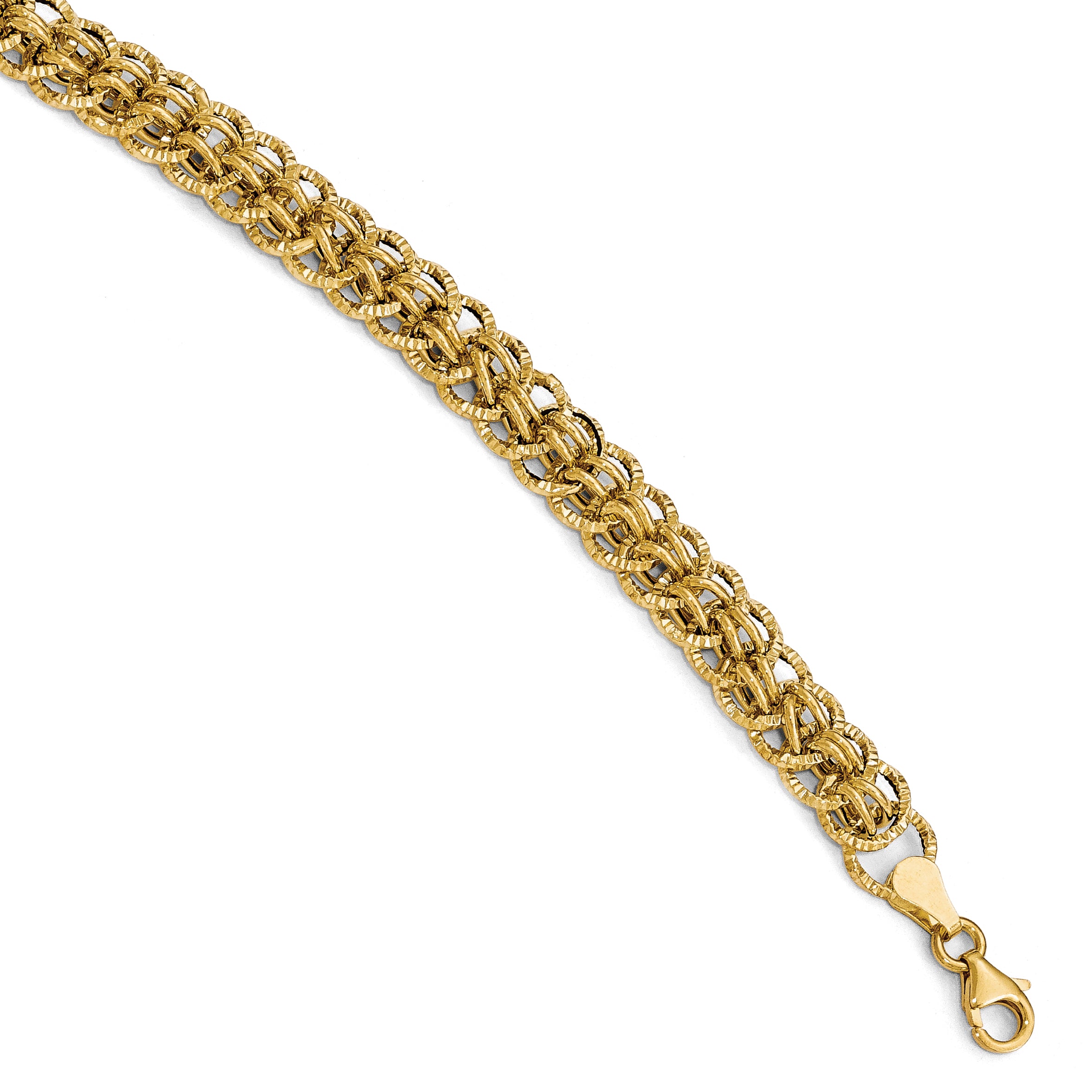 Leslie's 14K Polished and Textured Fancy Link Bracelet