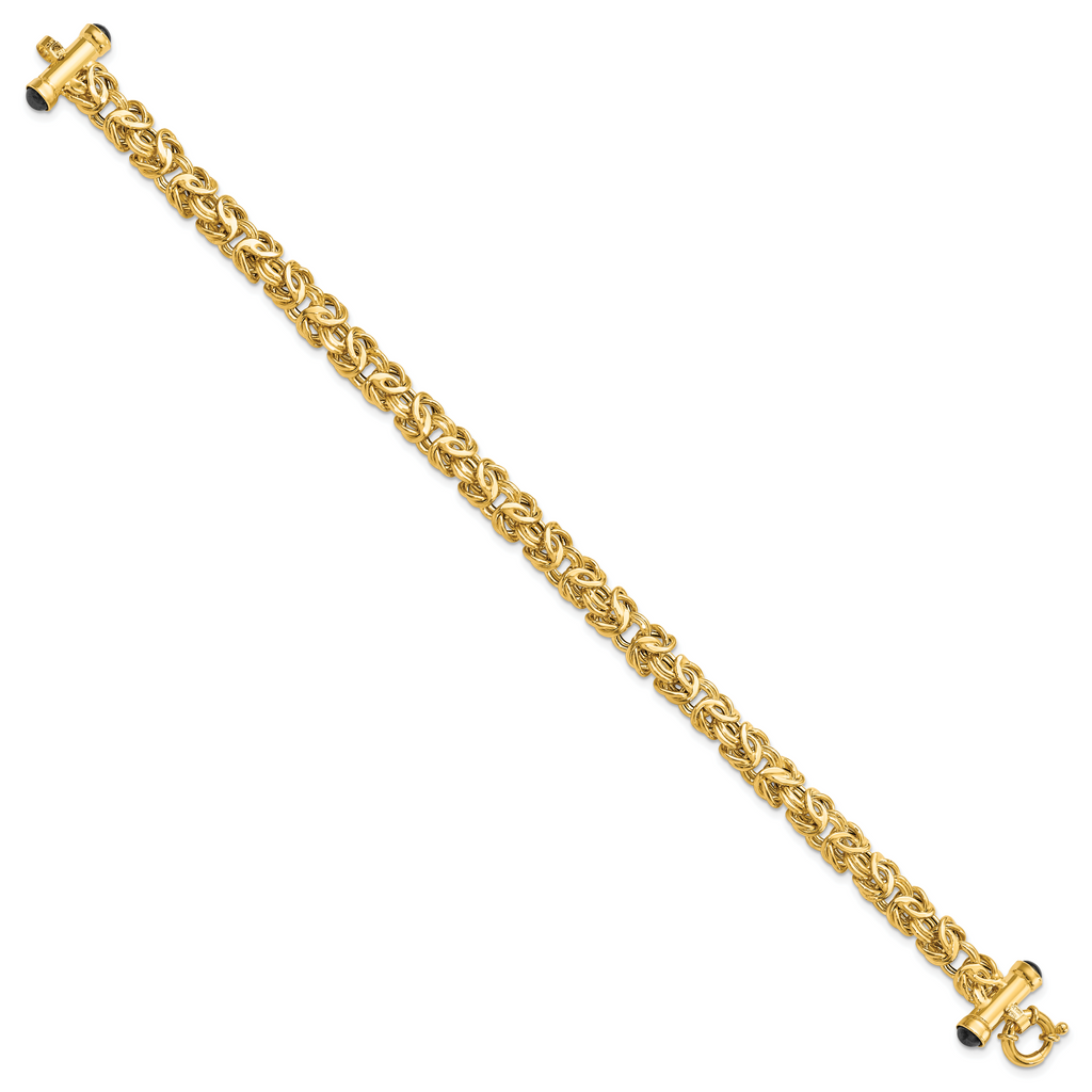 14K Polished Fancy Link with Black Onyx Bracelet