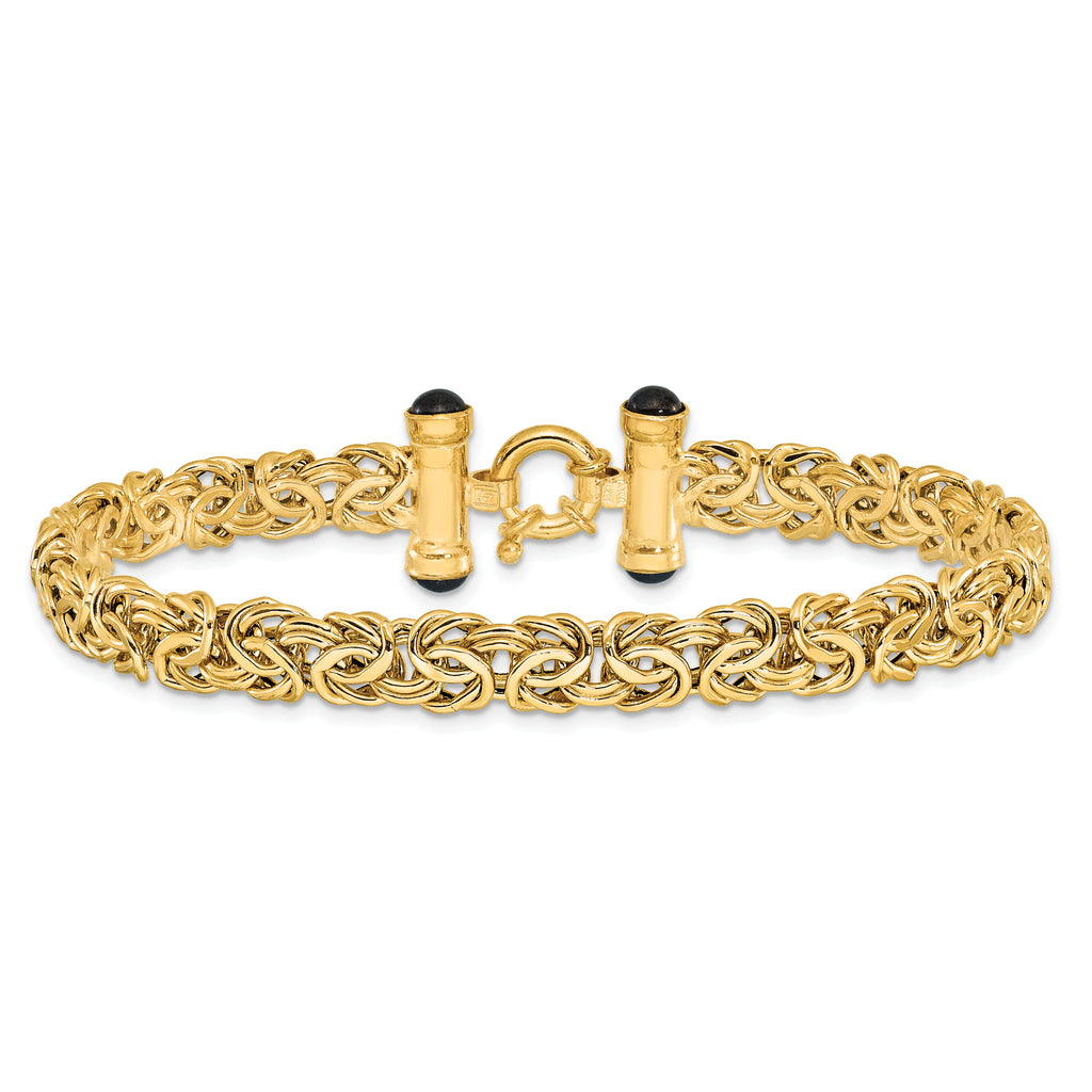 14K Polished Fancy Link with Black Onyx Bracelet