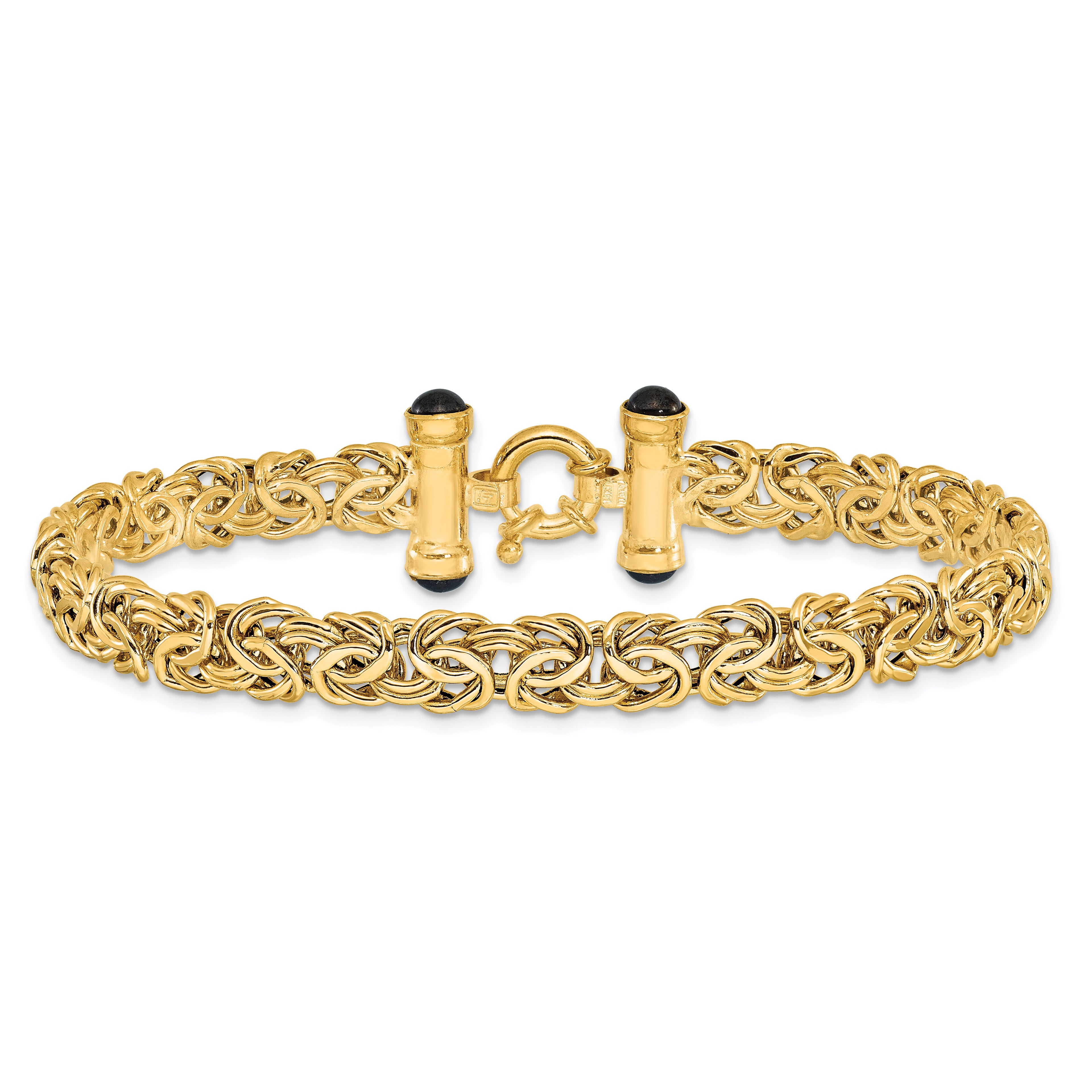 14K Polished Fancy Link with Black Onyx Bracelet