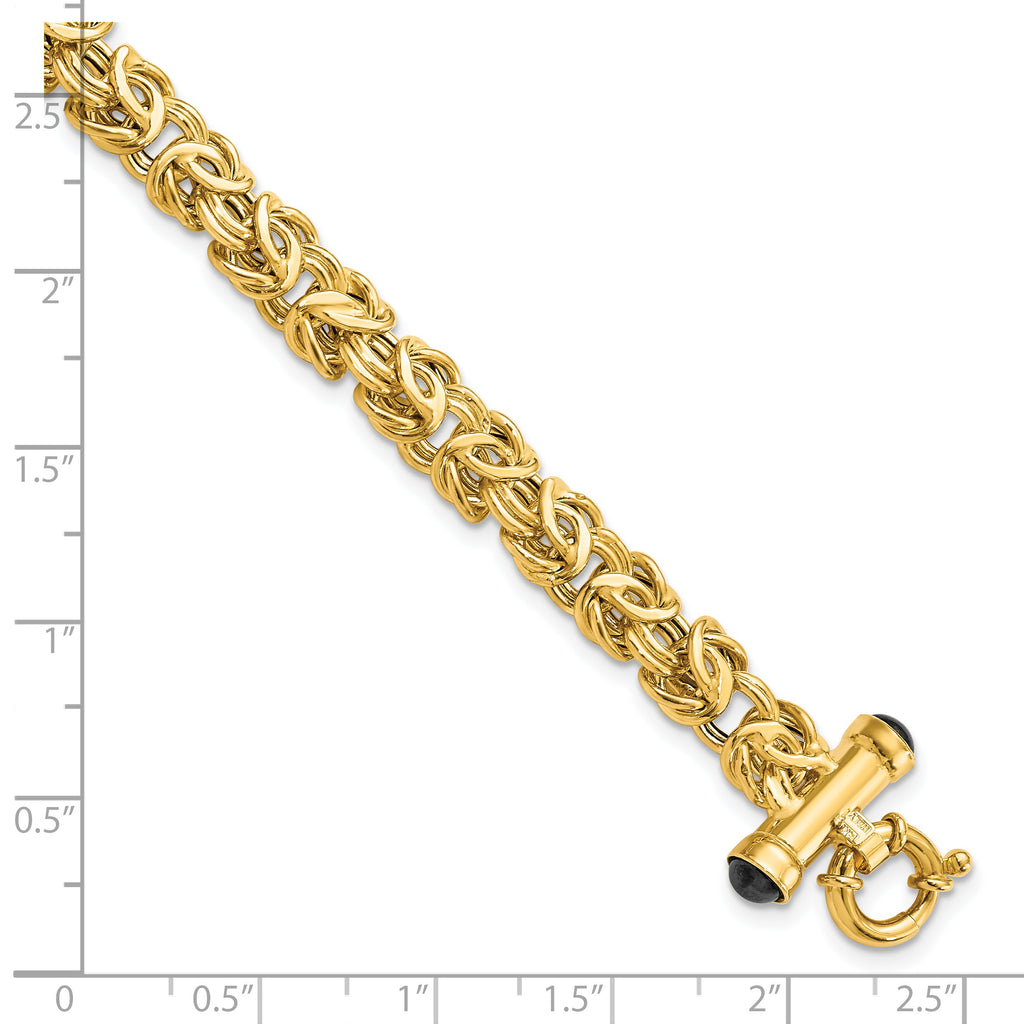 14K Polished Fancy Link with Black Onyx Bracelet