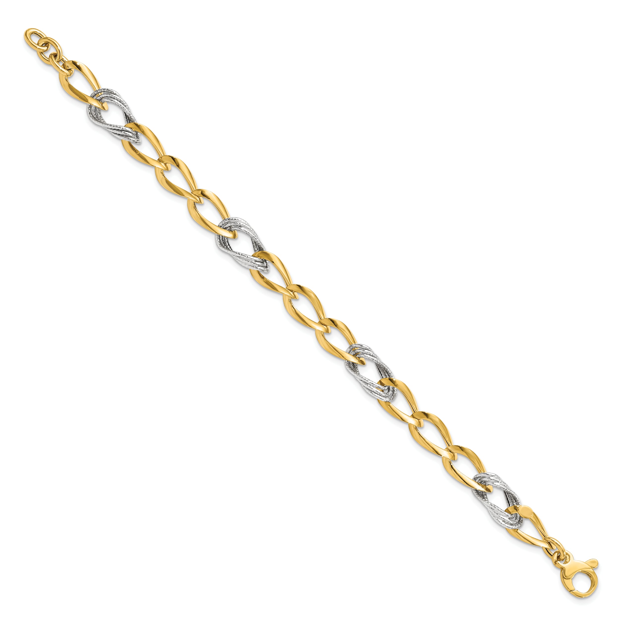 14K Two-tone Polished D/C Fancy Link Bracelet