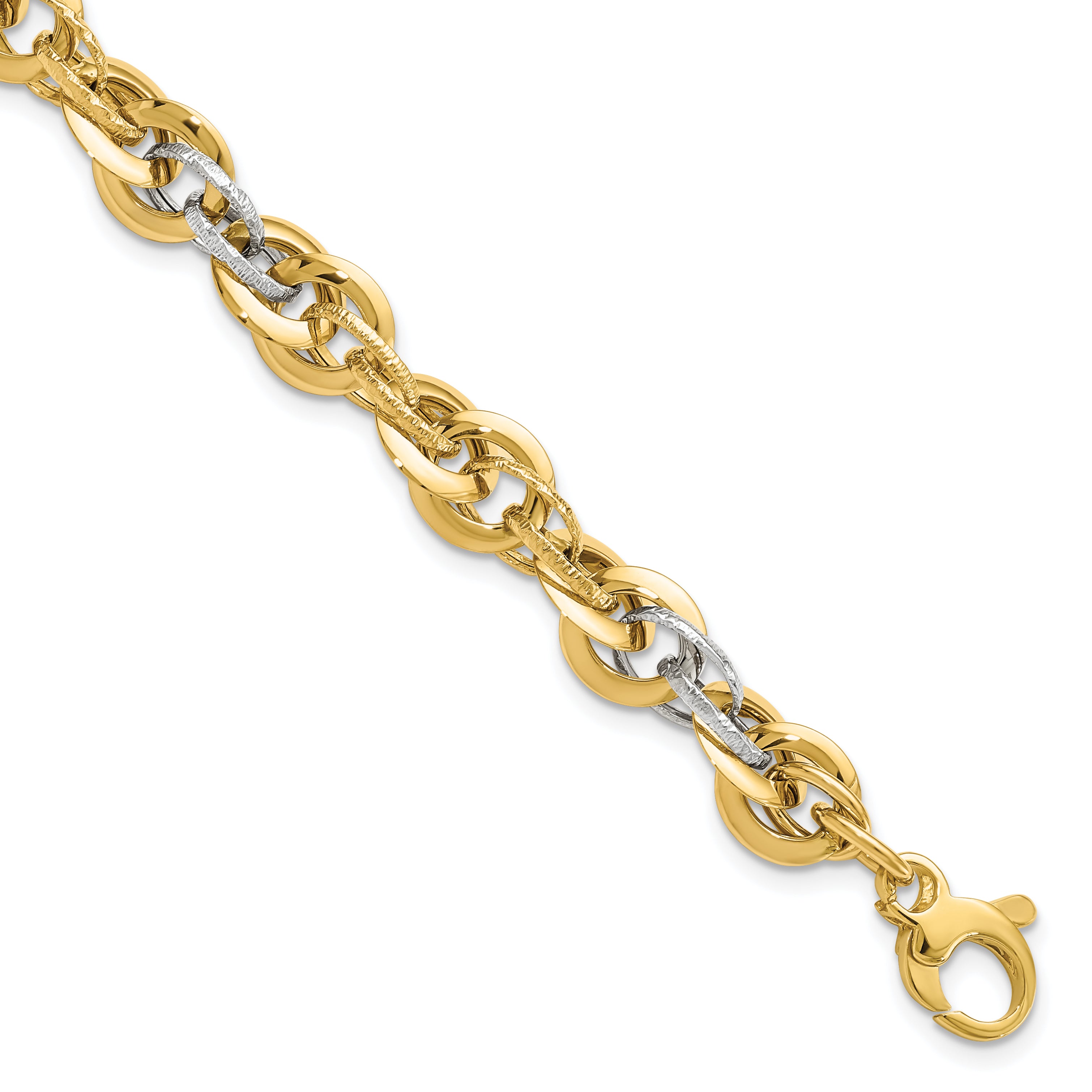 14K Two-tone Polished D/C Fancy Link Bracelet Main image