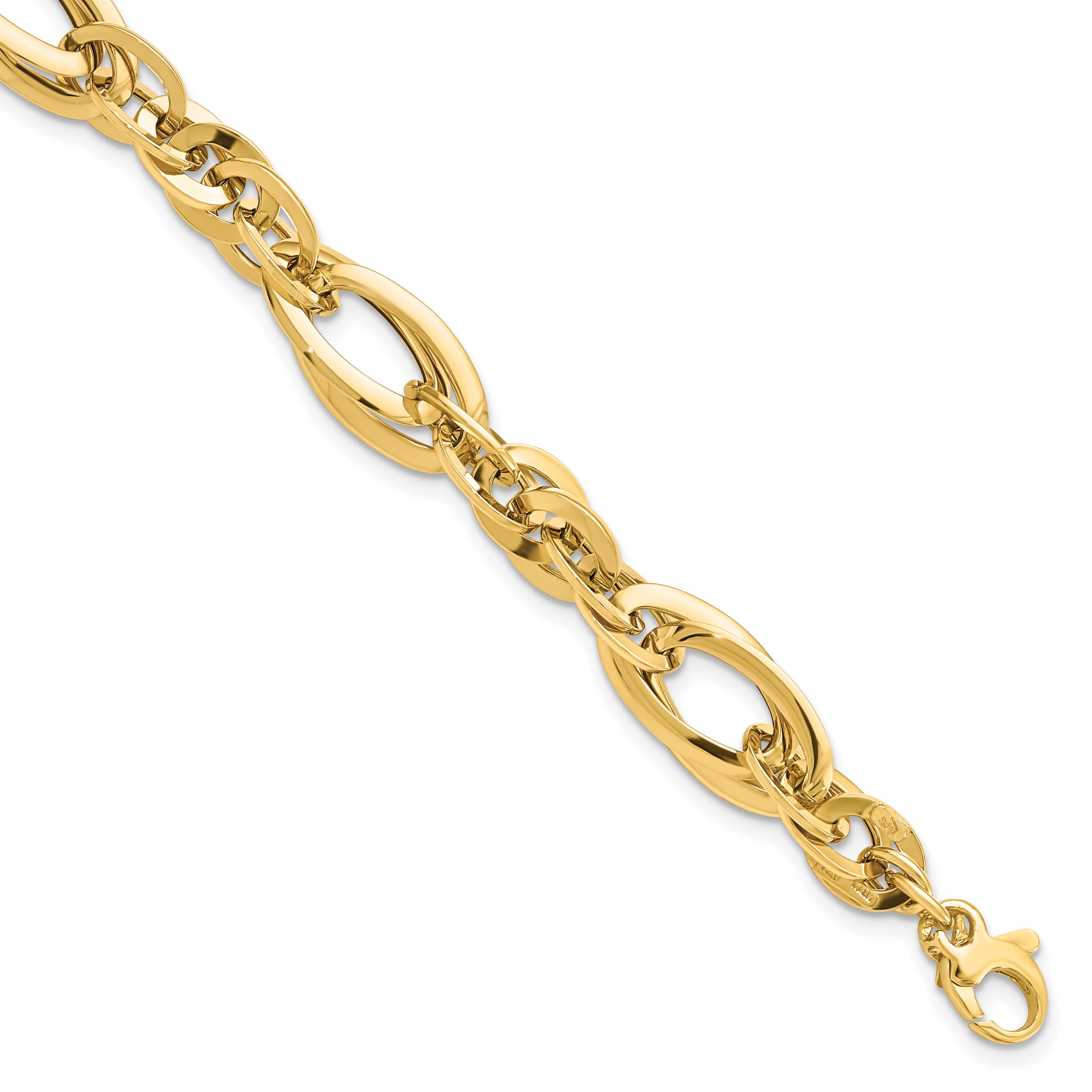 14K Polished Fancy Link .75in ext. Bracelet Main image