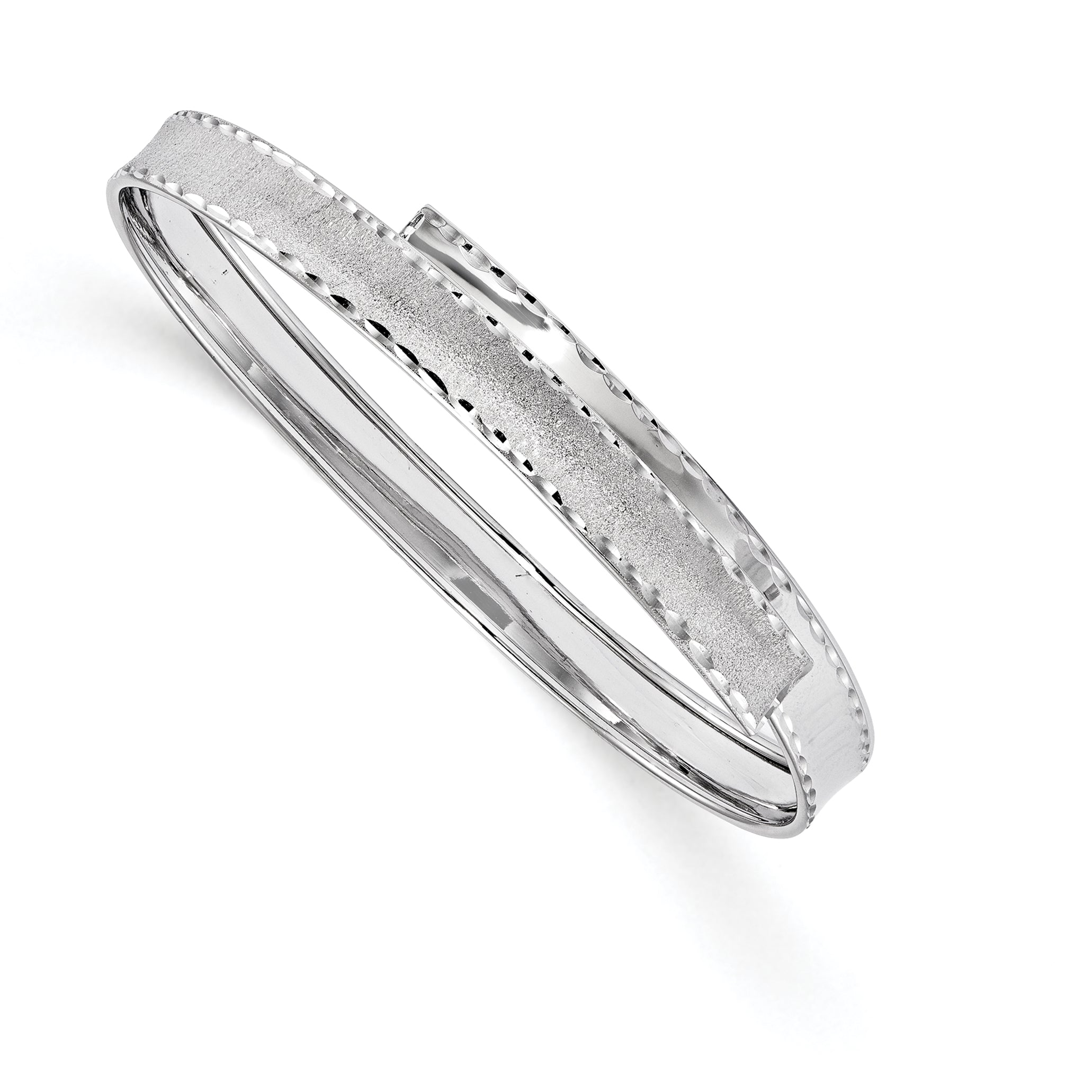 Leslie's 14K White Gold Polished and Textured Bangle