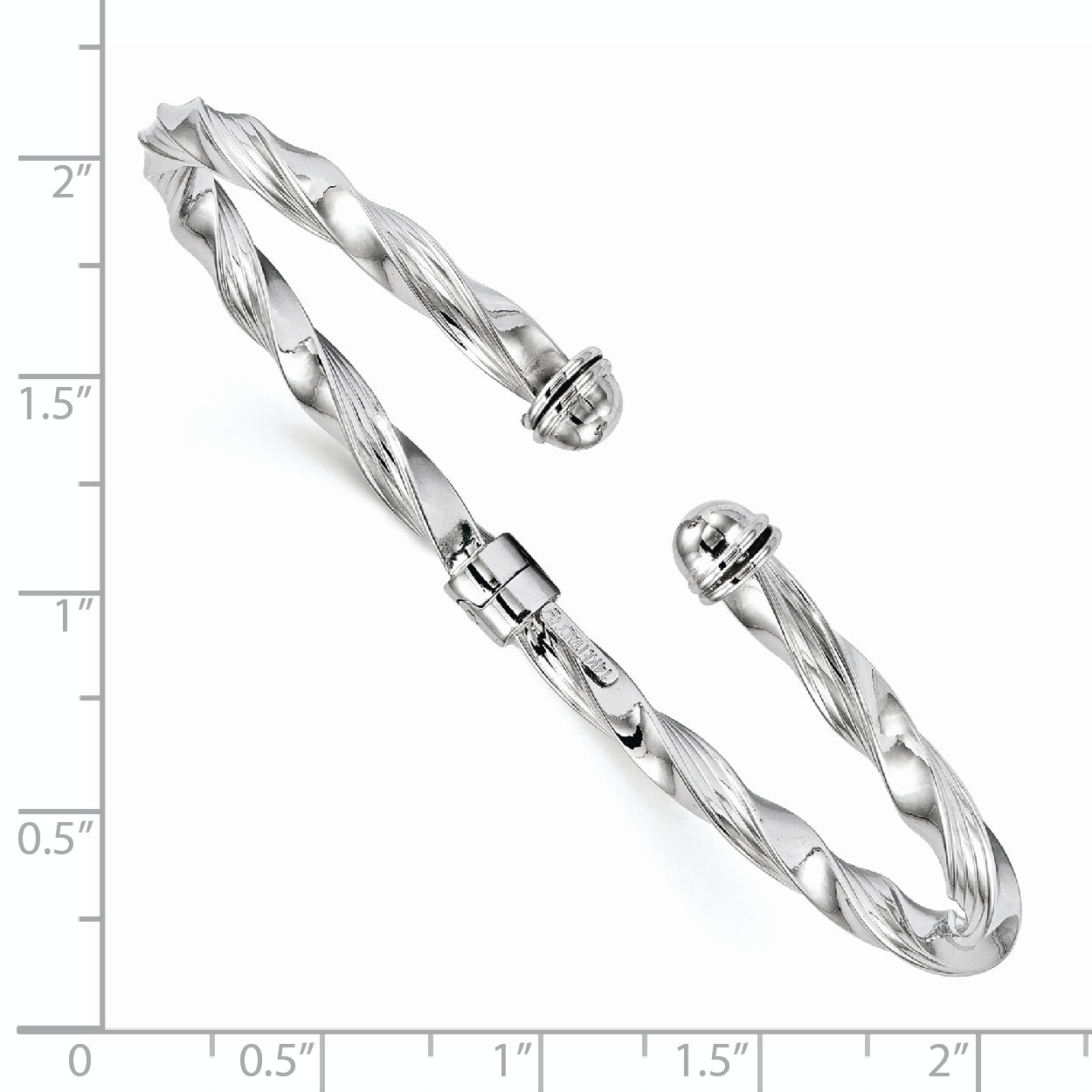 14K White Gold Hinged Cuff Bangle with Twisted Texture Secondary image