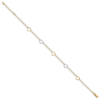 14K Two-tone Polished Heart with 1in ext. Anklet