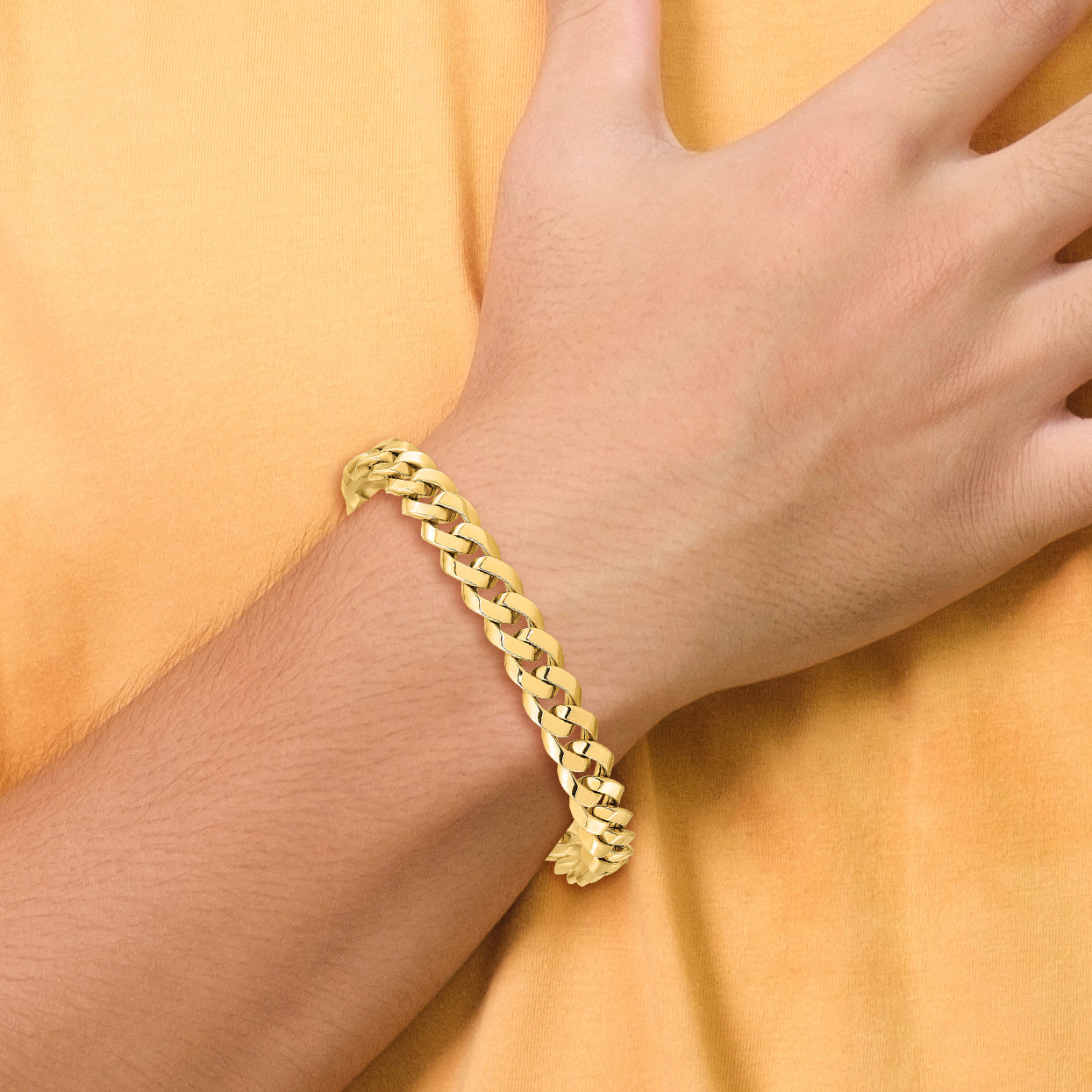 14K 8.5mm Beveled Curb Bracelet