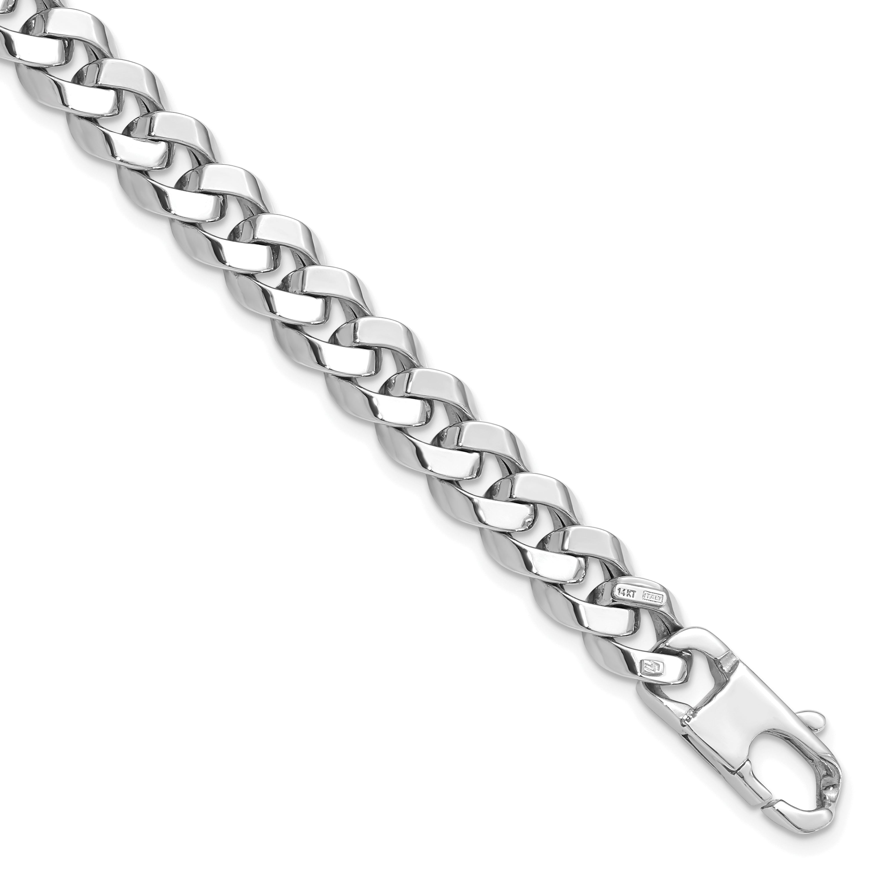 14K White Gold 8.5mm Beveled Curb Bracelet Main image