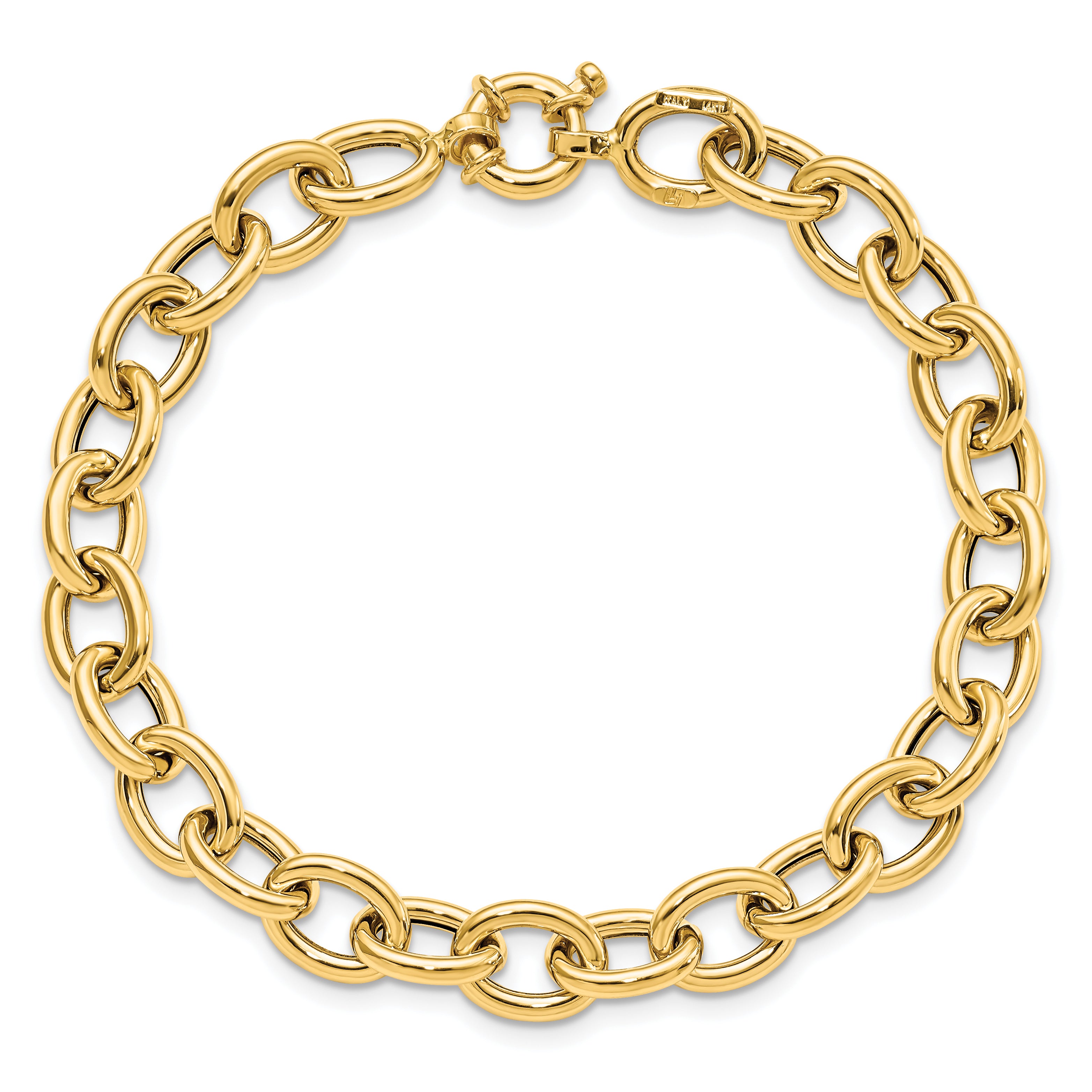 14K Polished Cable Oval Link Bracelet