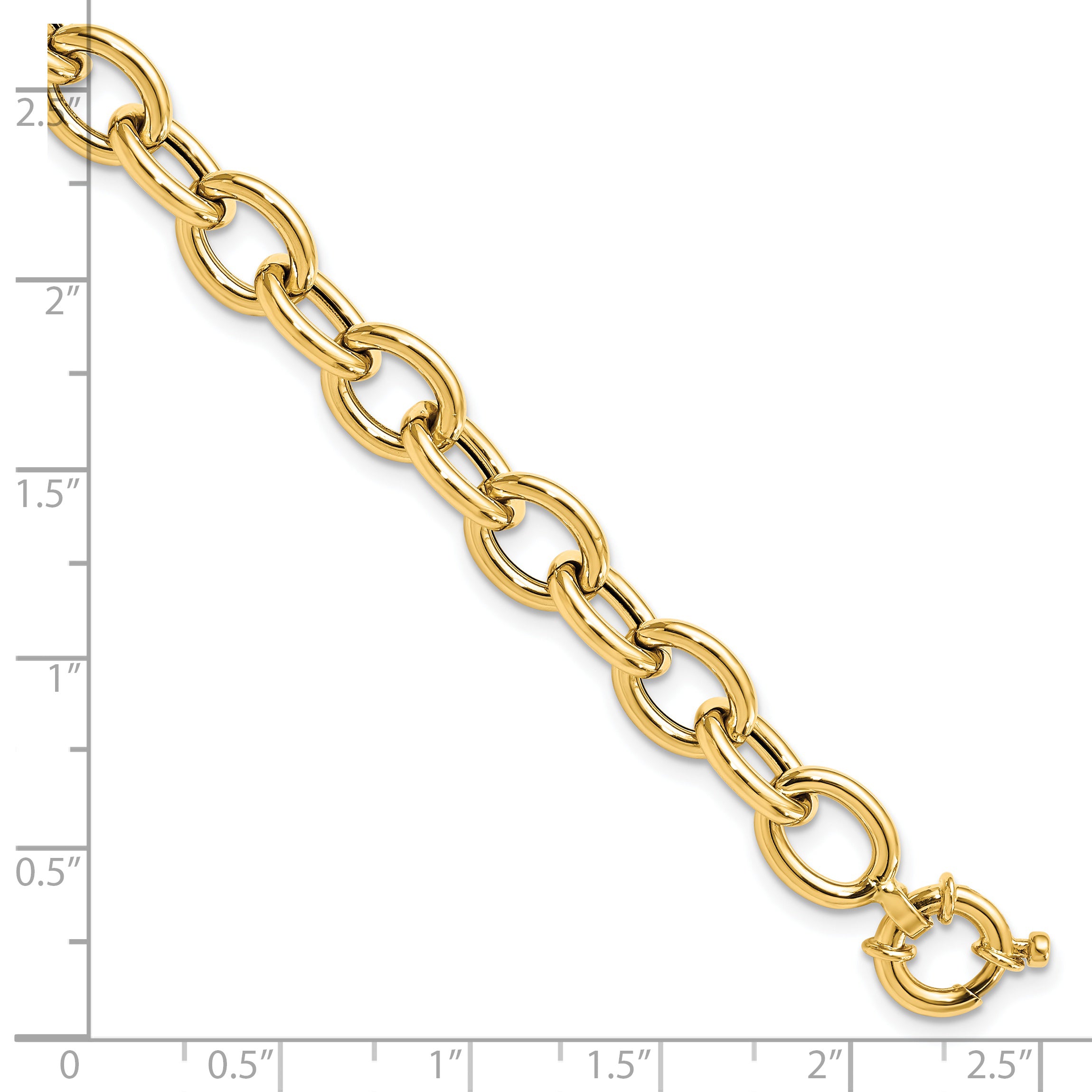 14K Polished Cable Oval Link Bracelet