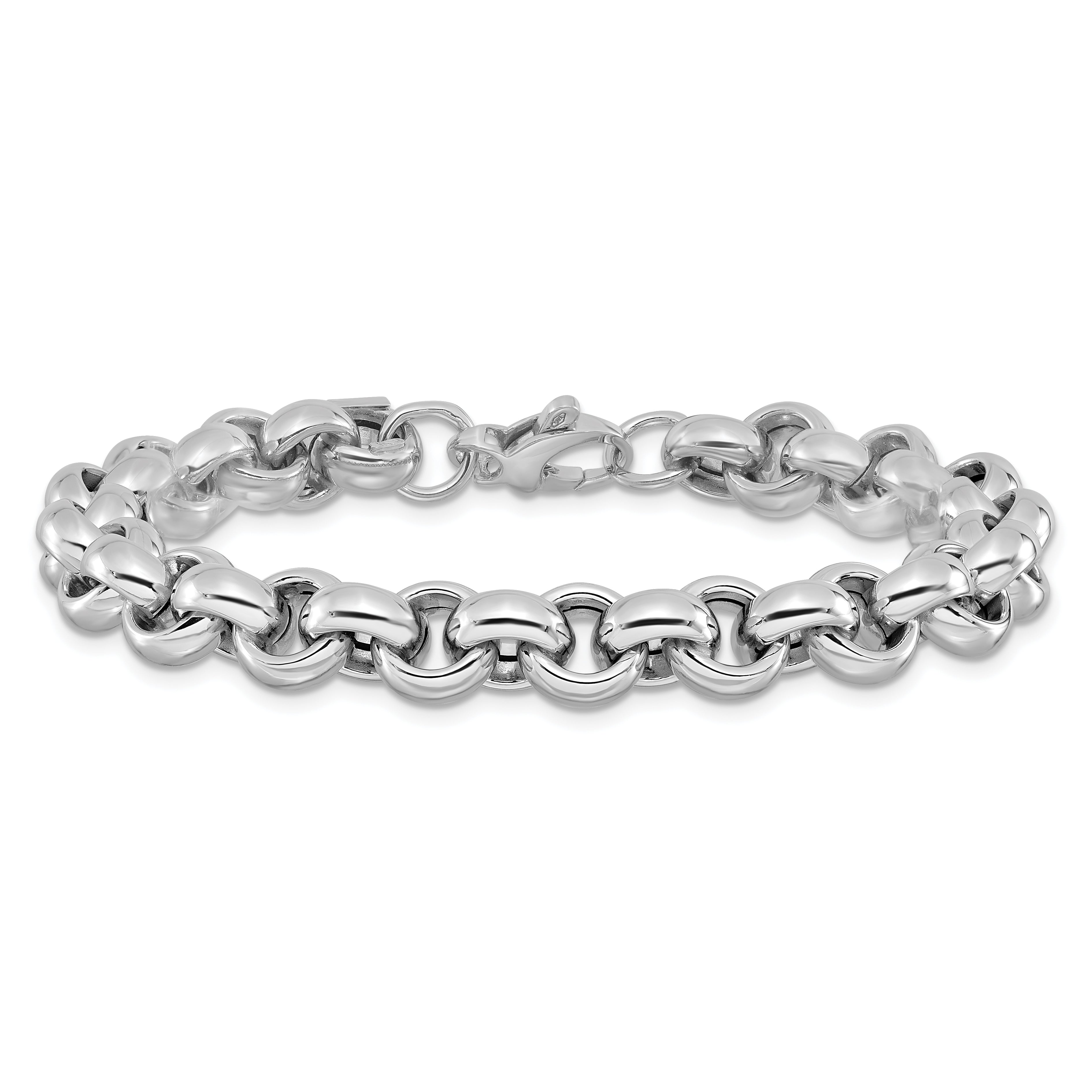 14k White Gold Polished Rolo Link Bracelet