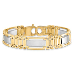 14K Two-tone Polished and Satin Men's Bracelet - 8.5