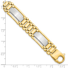 14K Two-tone Polished and Satin Men's Bracelet - 8.5