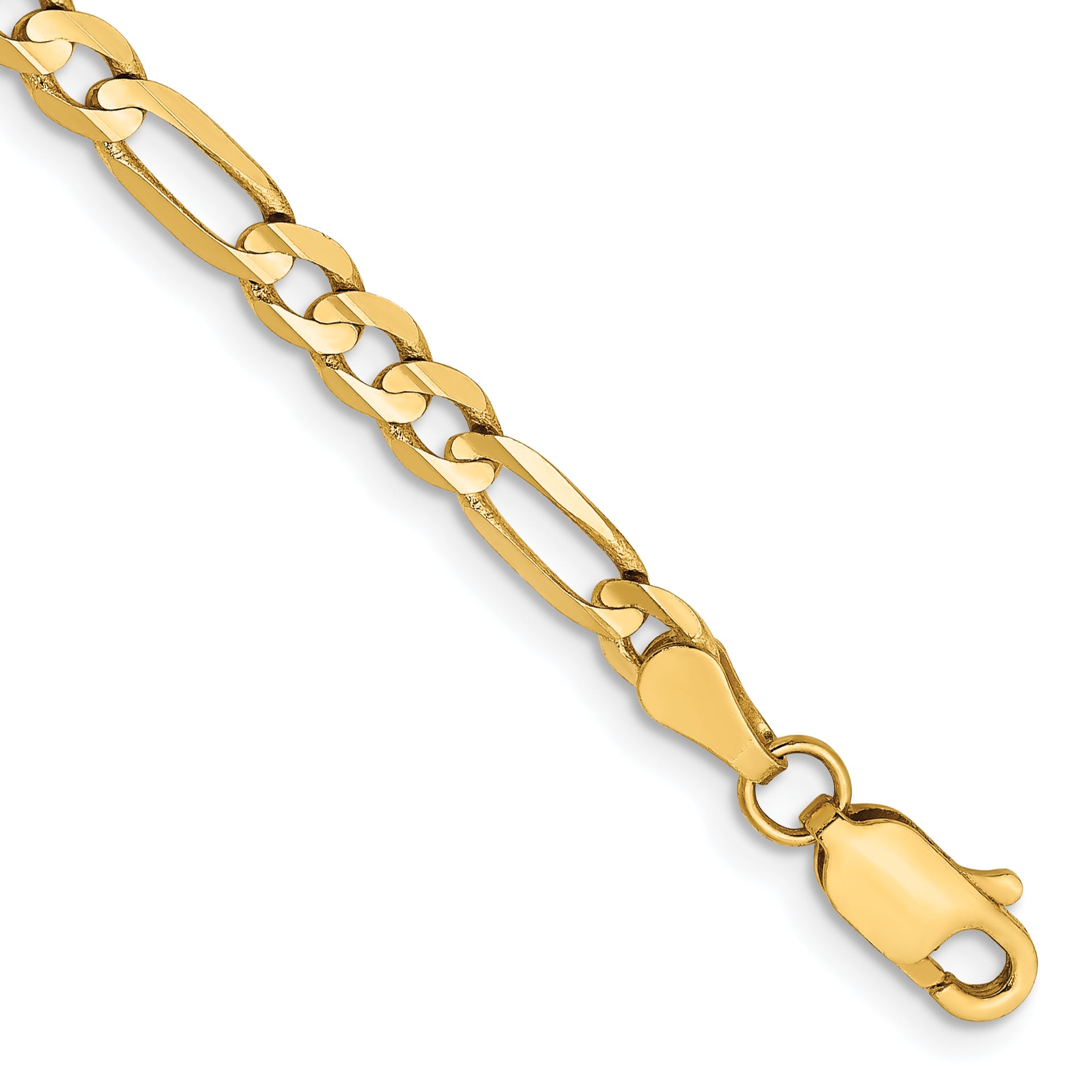 14K 8 inch 4mm Concave Open Figaro with Lobster Clasp Bracelet