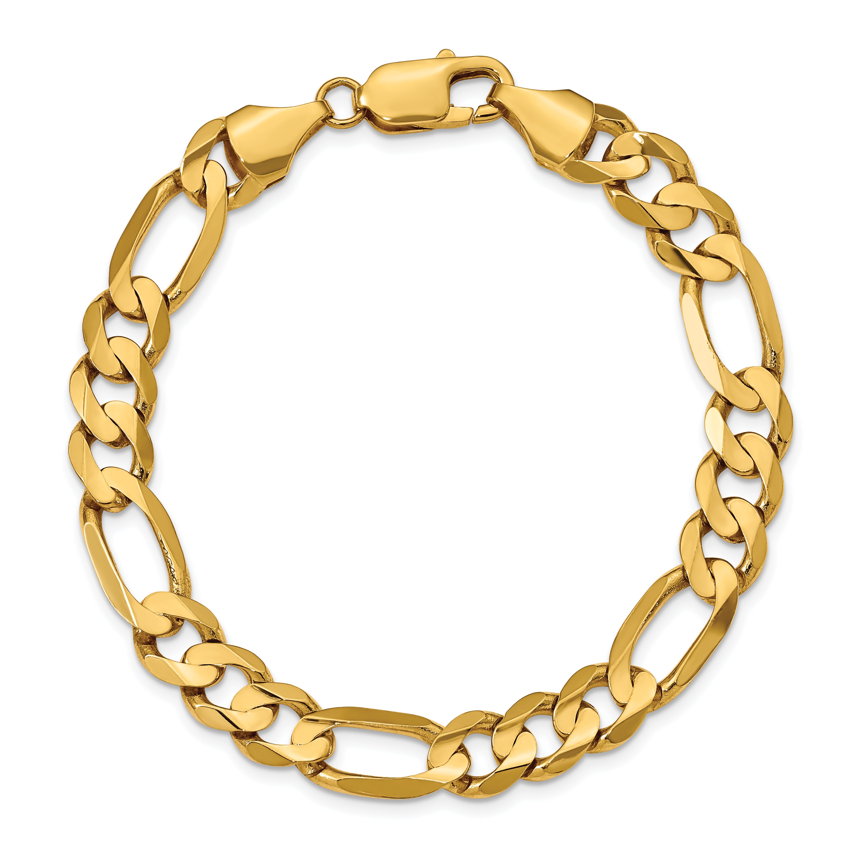 14K 9 inch 8.75mm Concave Open Figaro with Lobster Clasp Chain - 9