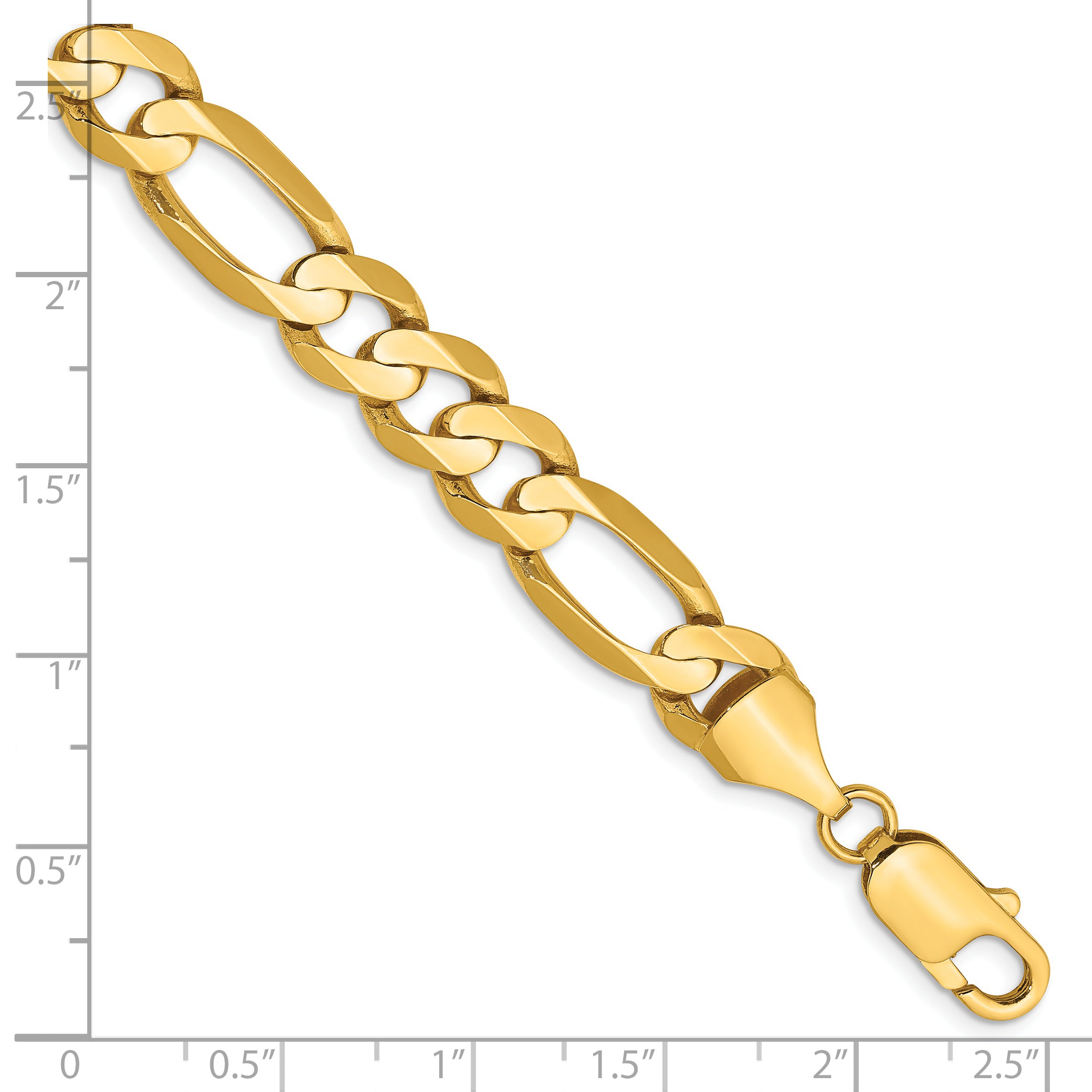 14K 9 inch 8.75mm Concave Open Figaro with Lobster Clasp Chain - 9